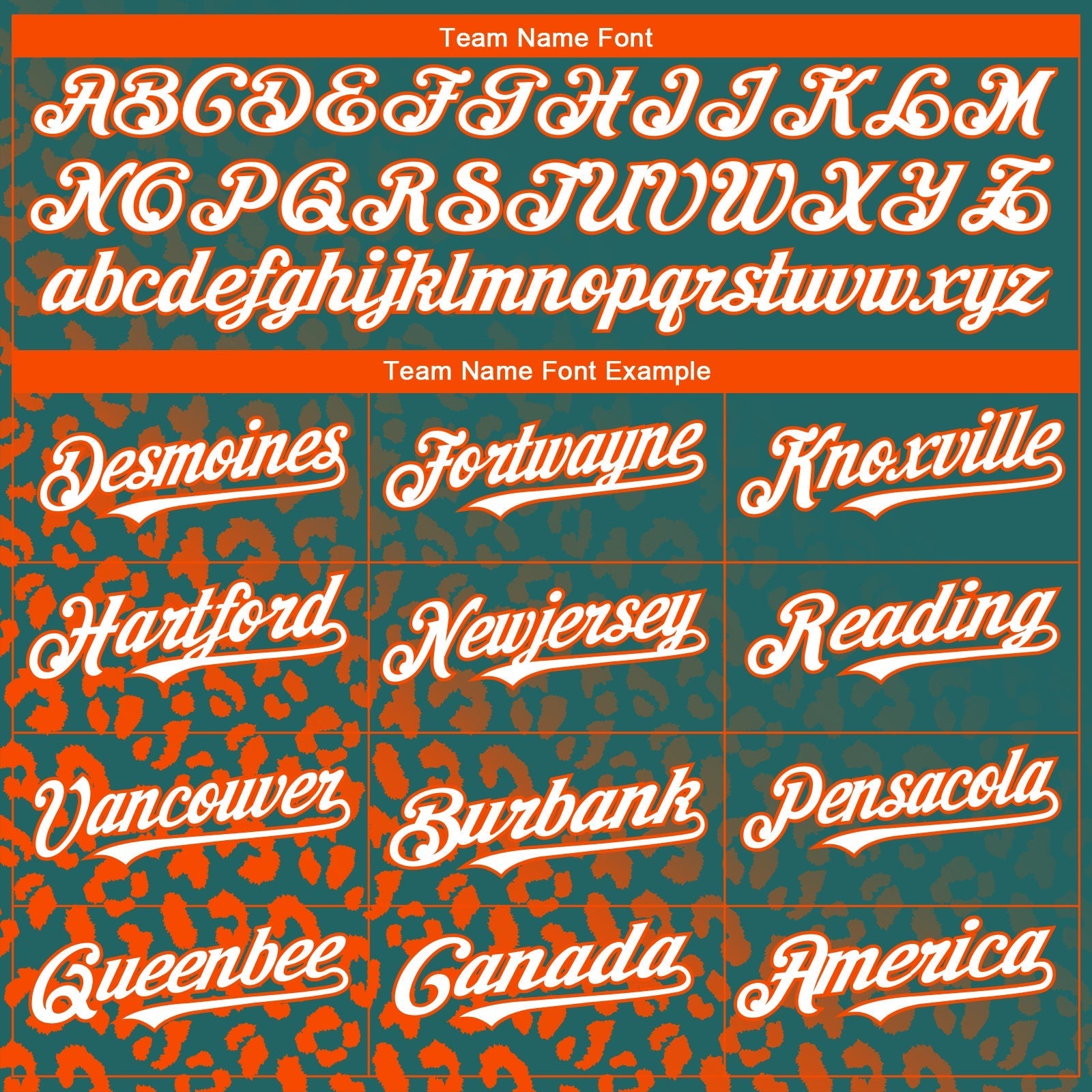 Custom Teal White-Orange 3D Pattern Design Leopard Print Fade Fashion Authentic Baseball Jersey baseball jersey product view 4