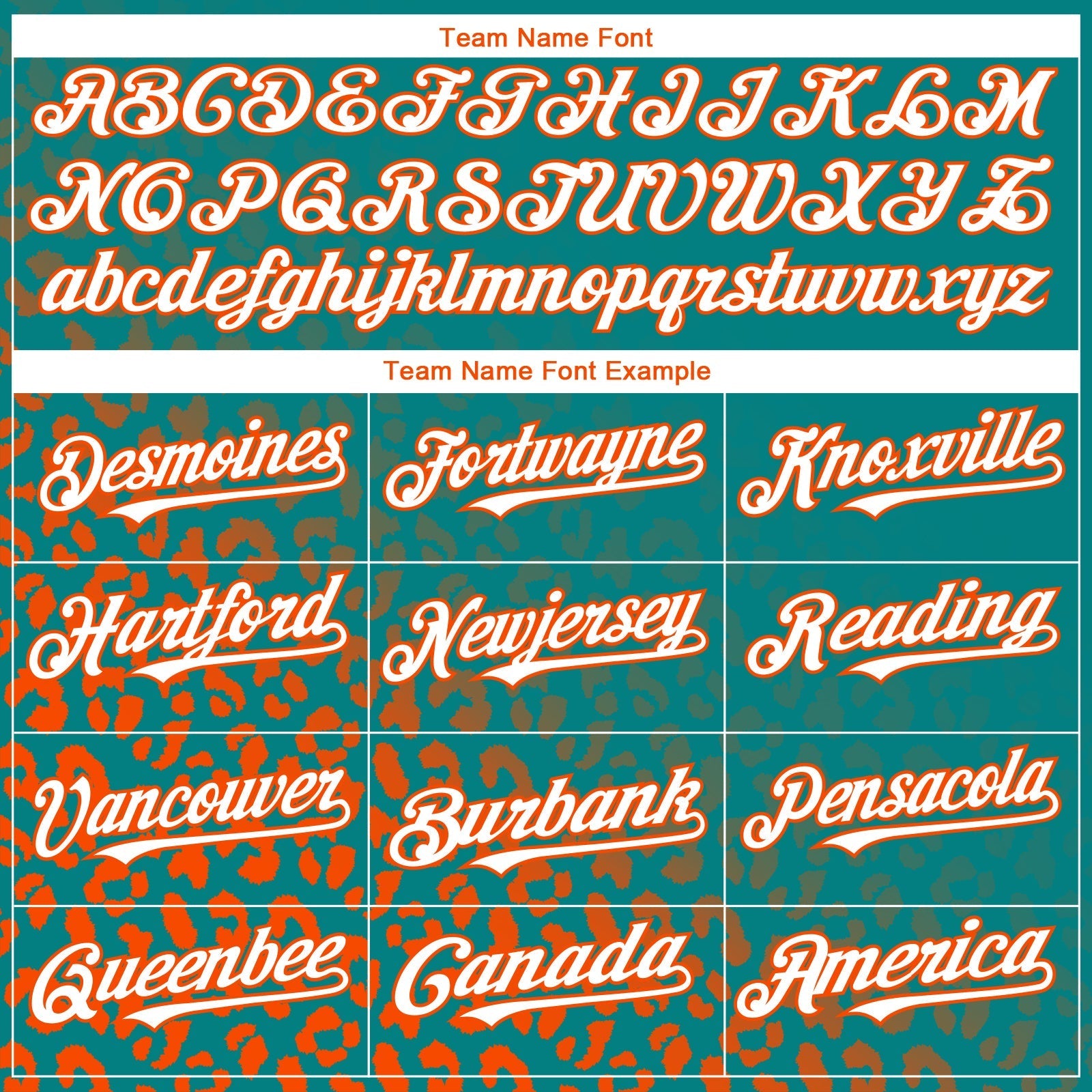 Custom Aqua White-Orange 3D Pattern Design Leopard Print Fade Fashion Authentic Baseball Jersey baseball jersey product view 4