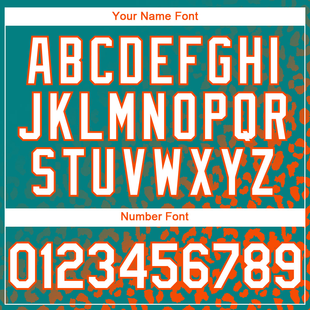 Custom Aqua White-Orange 3D Pattern Design Leopard Print Fade Fashion Authentic Baseball Jersey baseball jersey product view 5