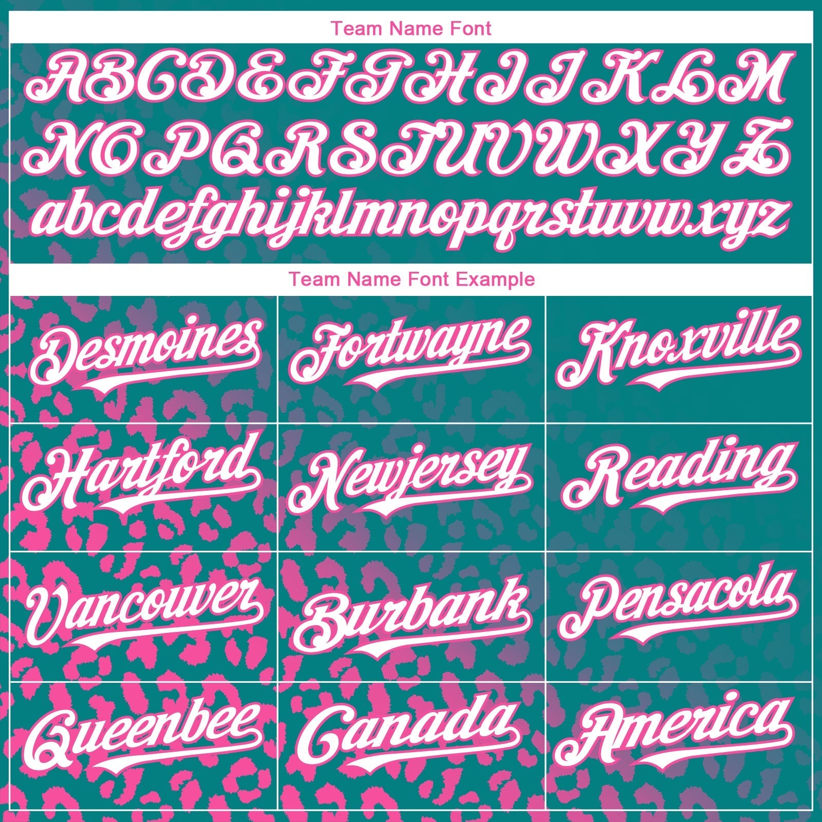 Custom Teal White-Pink 3D Pattern Design Leopard Print Fade Fashion Authentic Baseball Jersey baseball jersey product view 4