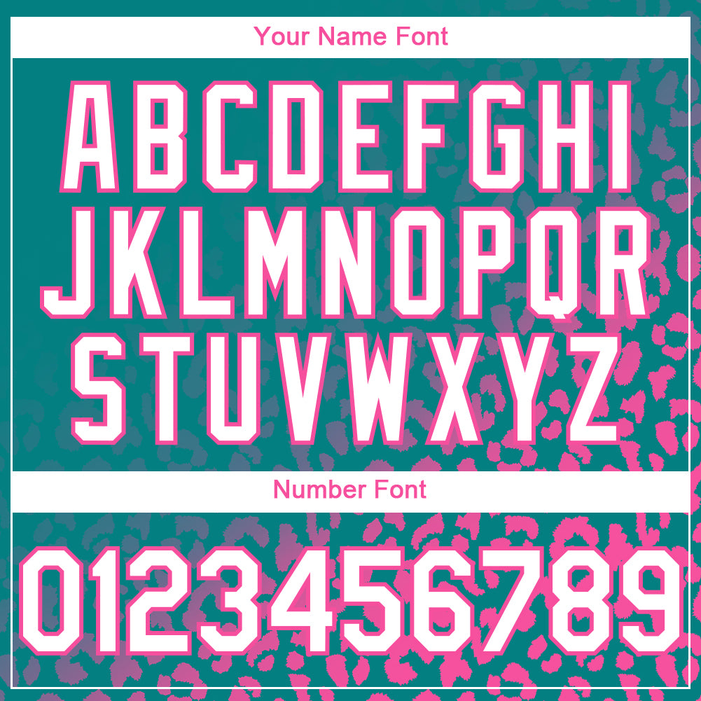 Custom Teal White-Pink 3D Pattern Design Leopard Print Fade Fashion Authentic Baseball Jersey baseball jersey product view 5