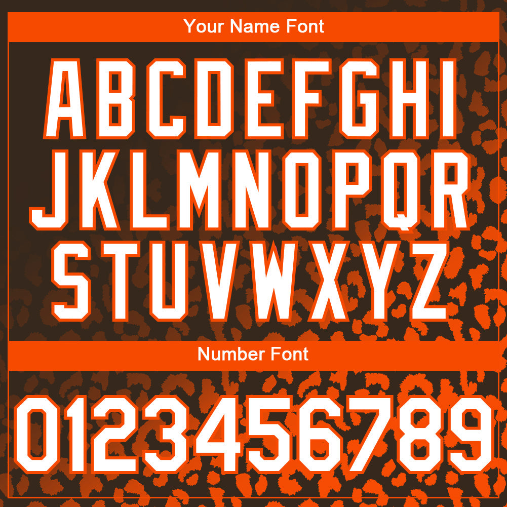 Custom Brown White-Orange 3D Pattern Design Leopard Print Fade Fashion Authentic Baseball Jersey baseball jersey product view 5