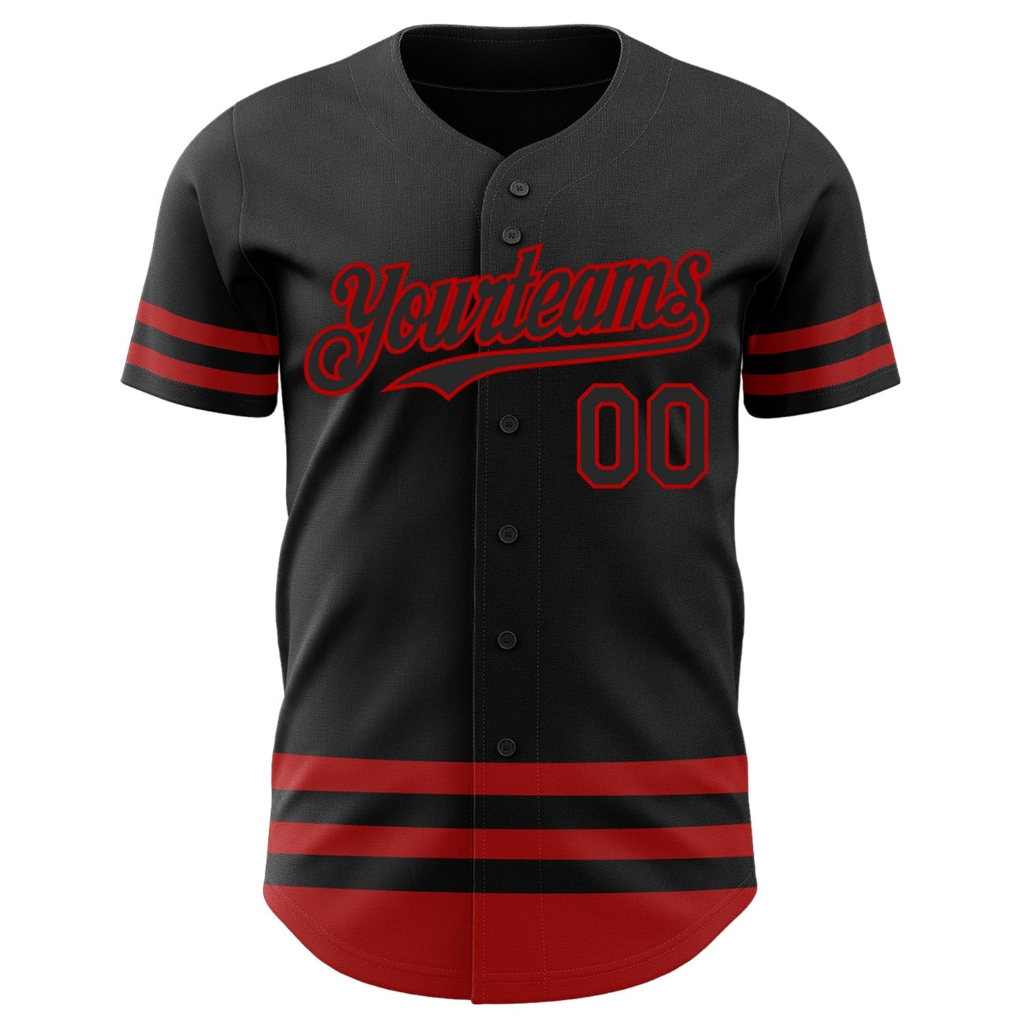 Custom Black Red Line Authentic Baseball Jersey baseball jersey product view 2