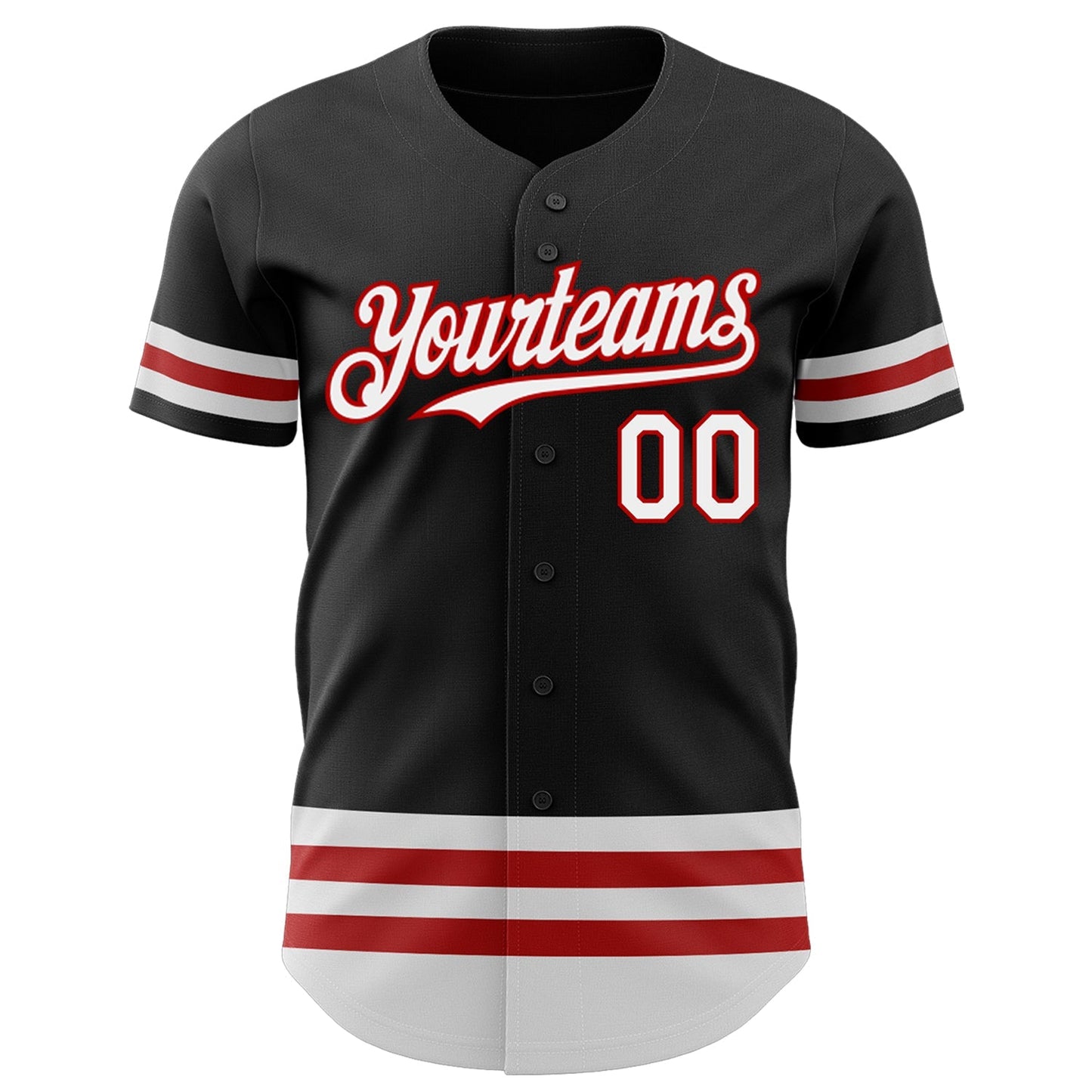 Custom Black White-Red Line Authentic Baseball Jersey baseball jersey product view 2