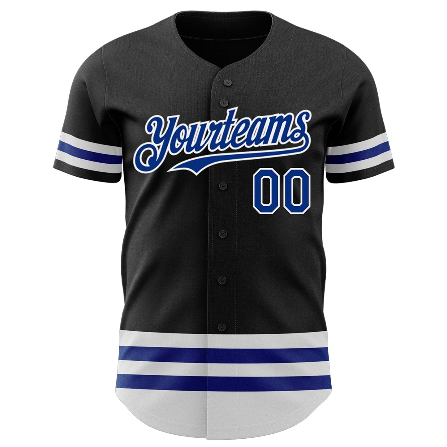 Custom Black Royal-White Line Authentic Baseball Jersey baseball jersey product view 2