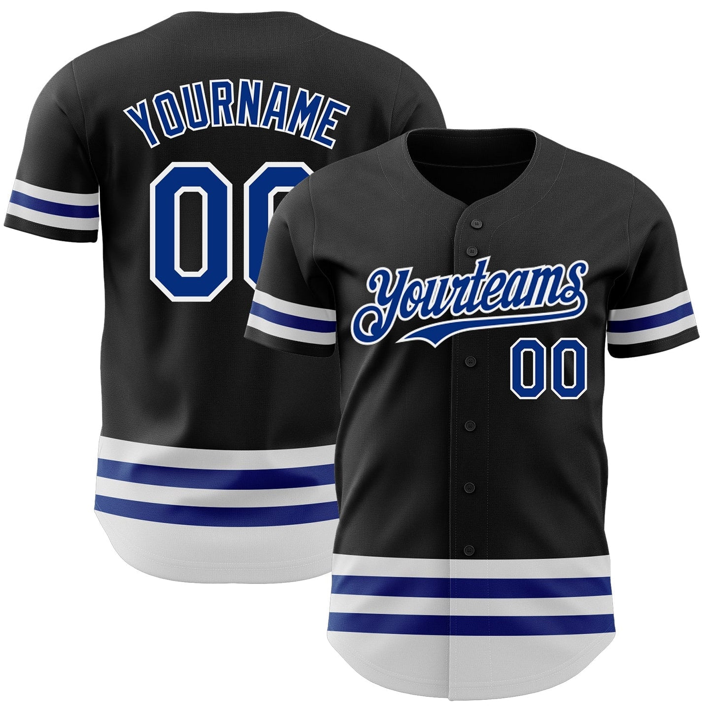 Custom Black Royal-White Line Authentic Baseball Jersey baseball jersey product view 1