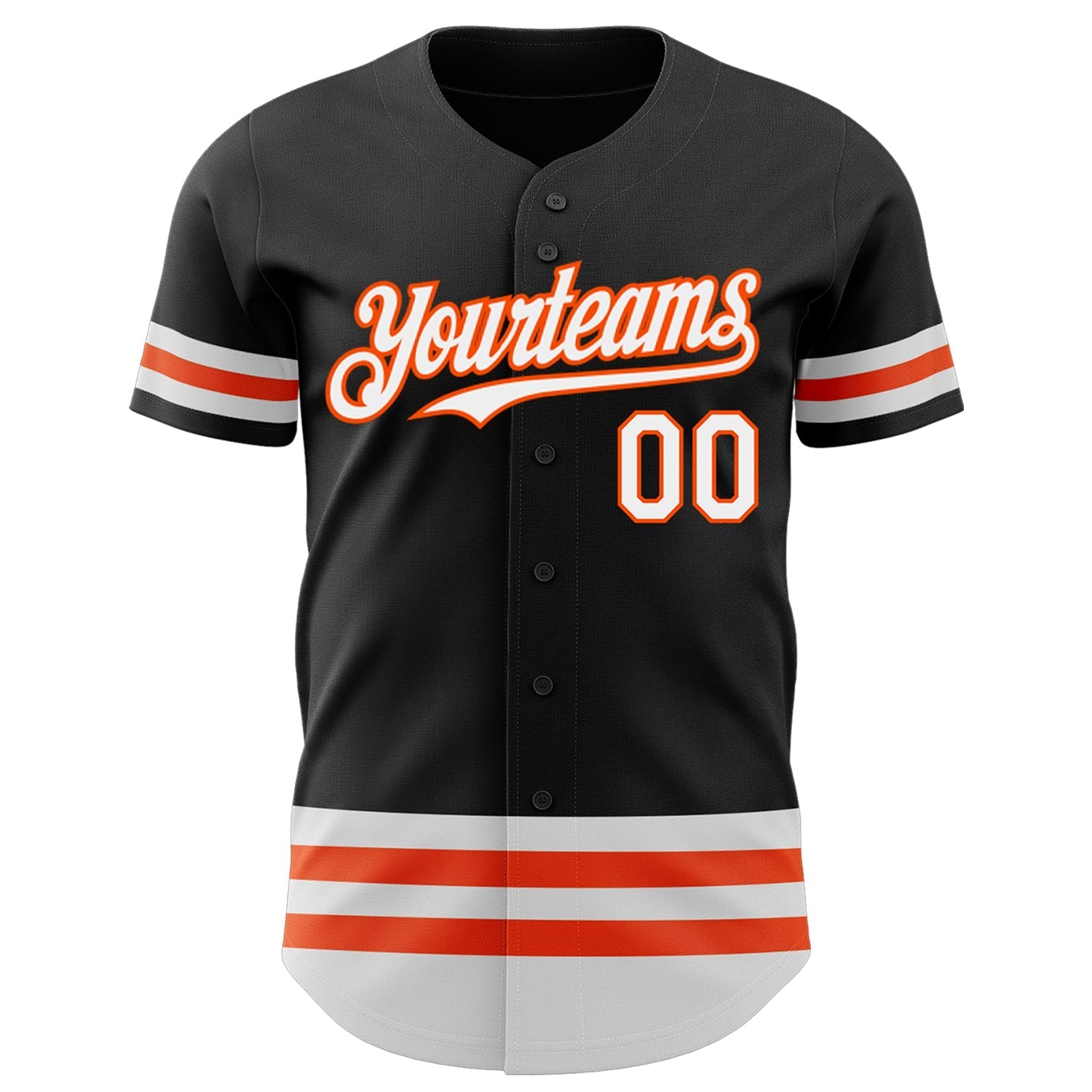 Custom Black White-Orange Line Authentic Baseball Jersey baseball jersey product view 2
