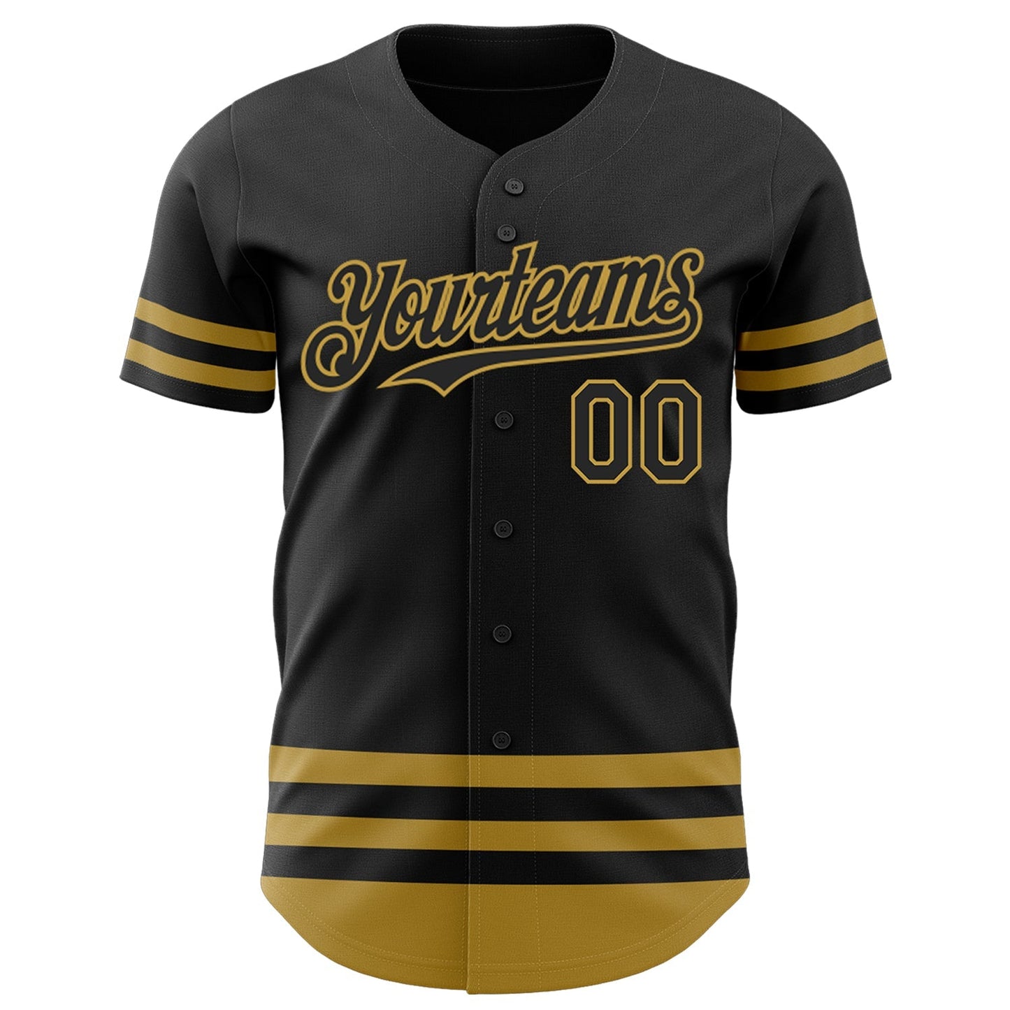 Custom Black Old Gold Line Authentic Baseball Jersey baseball jersey product view 2