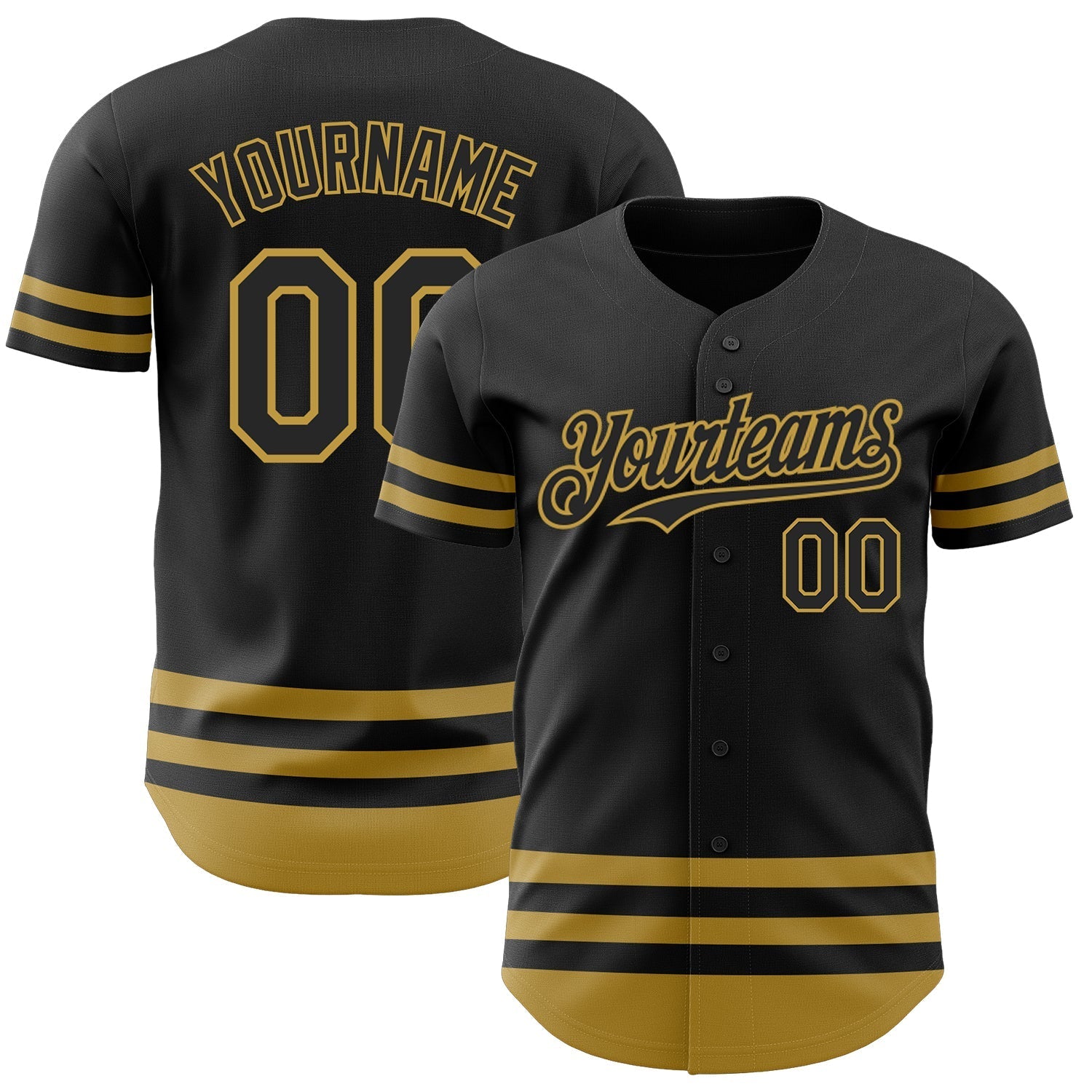 Custom Black Old Gold Line Authentic Baseball Jersey baseball jersey product view 1