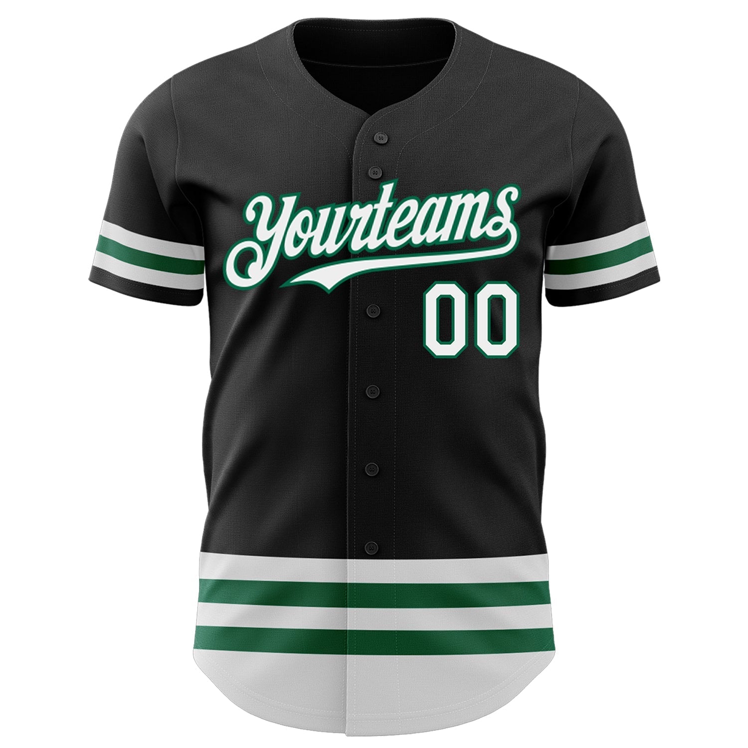 Custom Black White-Kelly Green Line Authentic Baseball Jersey baseball jersey product view 2