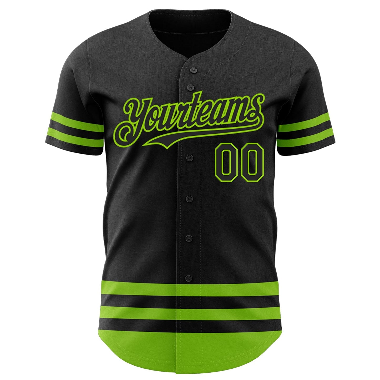 Custom Black Neon Green Line Authentic Baseball Jersey baseball jersey product view 2
