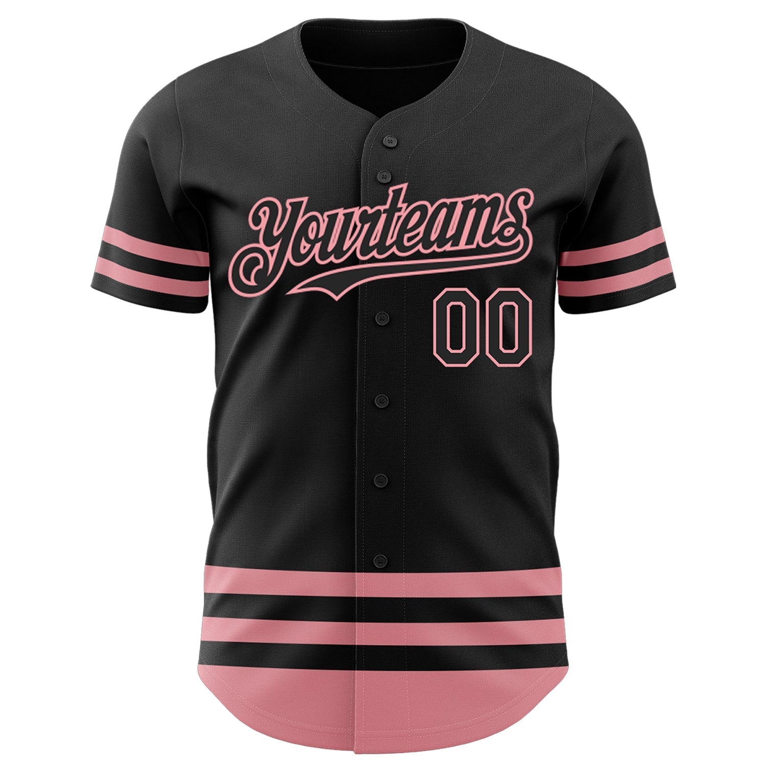 Custom Black Medium Pink Line Authentic Baseball Jersey baseball jersey product view 2