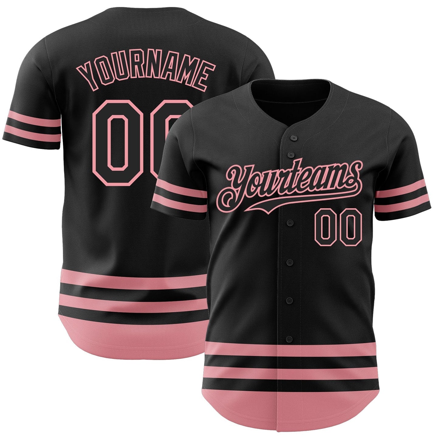 Custom Black Medium Pink Line Authentic Baseball Jersey baseball jersey product view 1