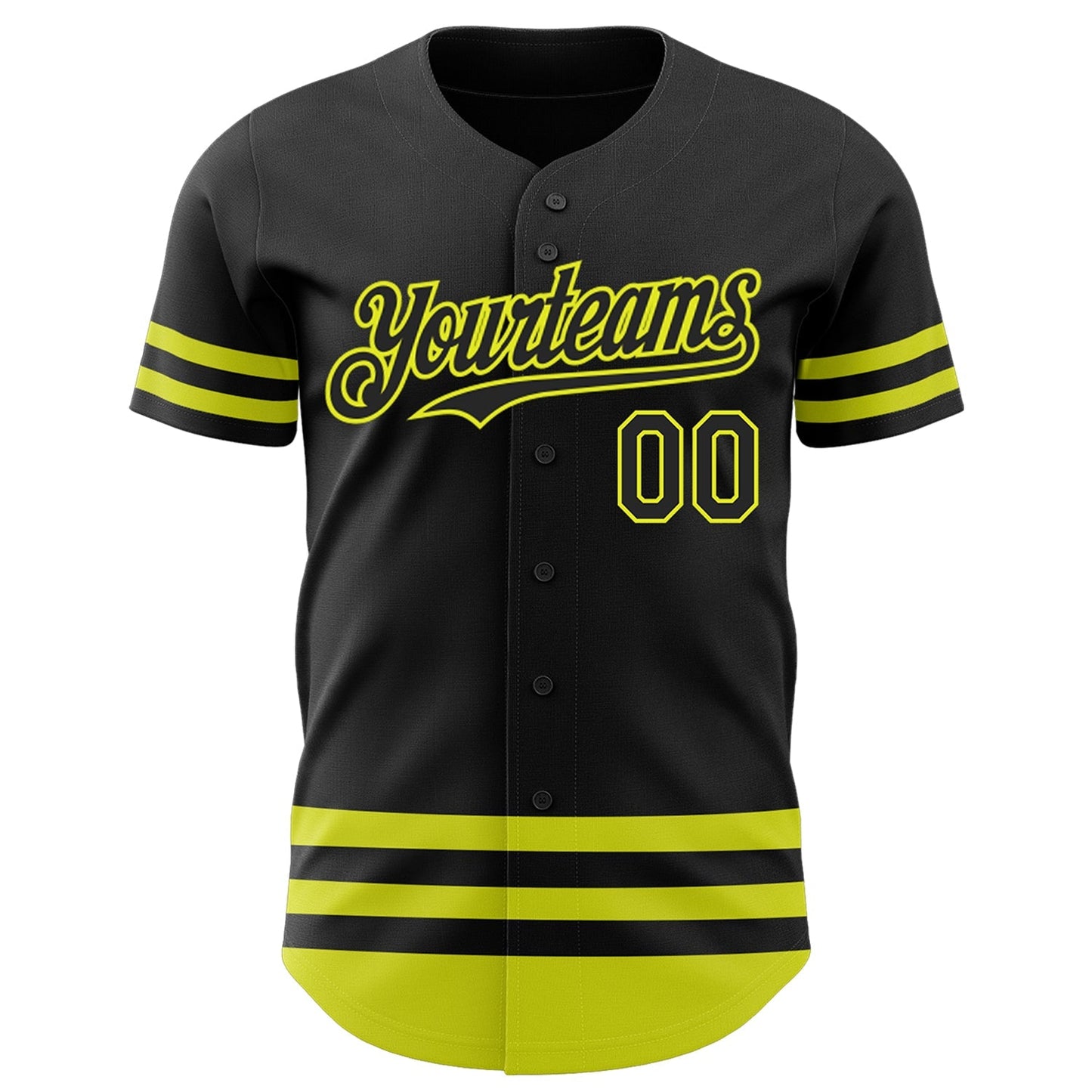 Custom Black Neon Yellow Line Authentic Baseball Jersey baseball jersey product view 2