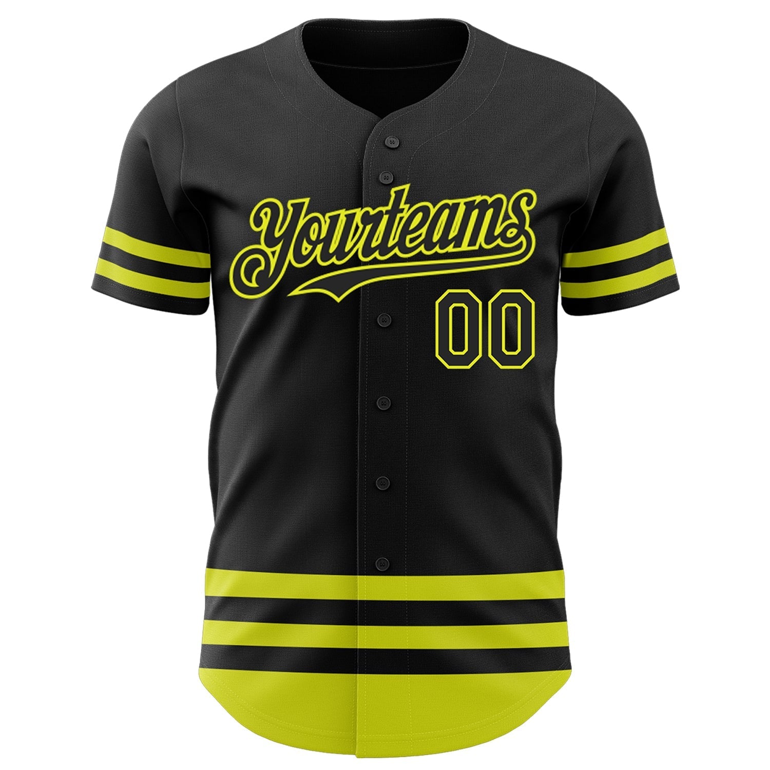Custom Black Neon Yellow Line Authentic Baseball Jersey baseball jersey product view 2