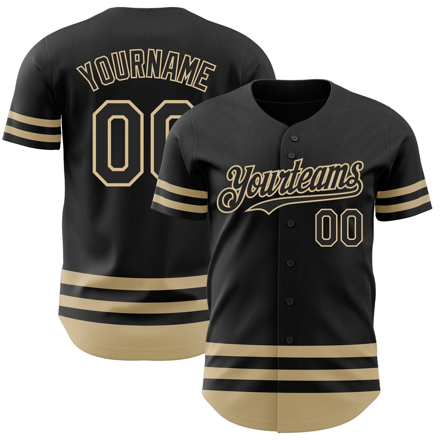 Custom Black Vegas Gold Line Authentic Baseball Jersey baseball jersey product view 1