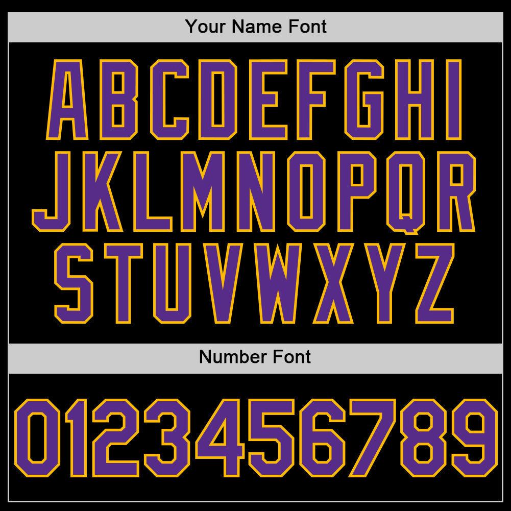 Custom Black Purple-Gold Line Authentic Baseball Jersey baseball jersey product view 5