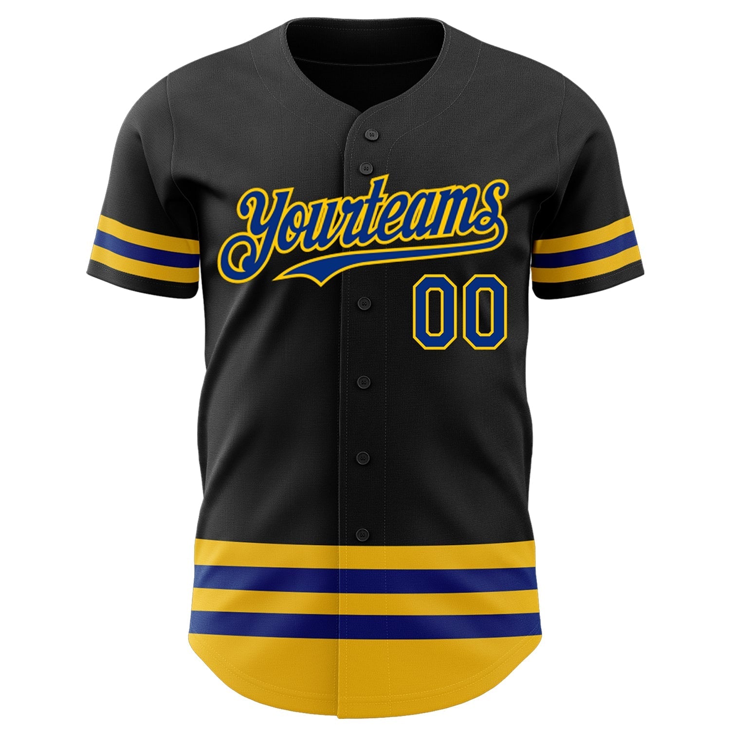 Custom Black Royal-Yellow Line Authentic Baseball Jersey baseball jersey product view 2