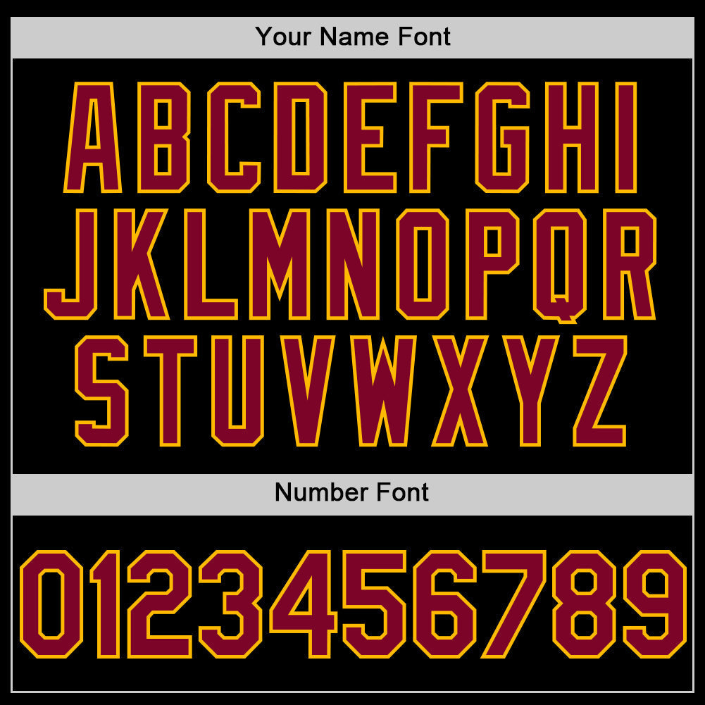 Custom Black Maroon-Gold Line Authentic Baseball Jersey baseball jersey product view 5