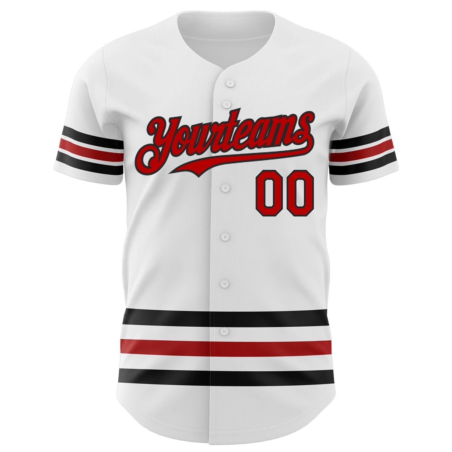 Custom White Red-Black Line Authentic Baseball Jersey baseball jersey product view 2
