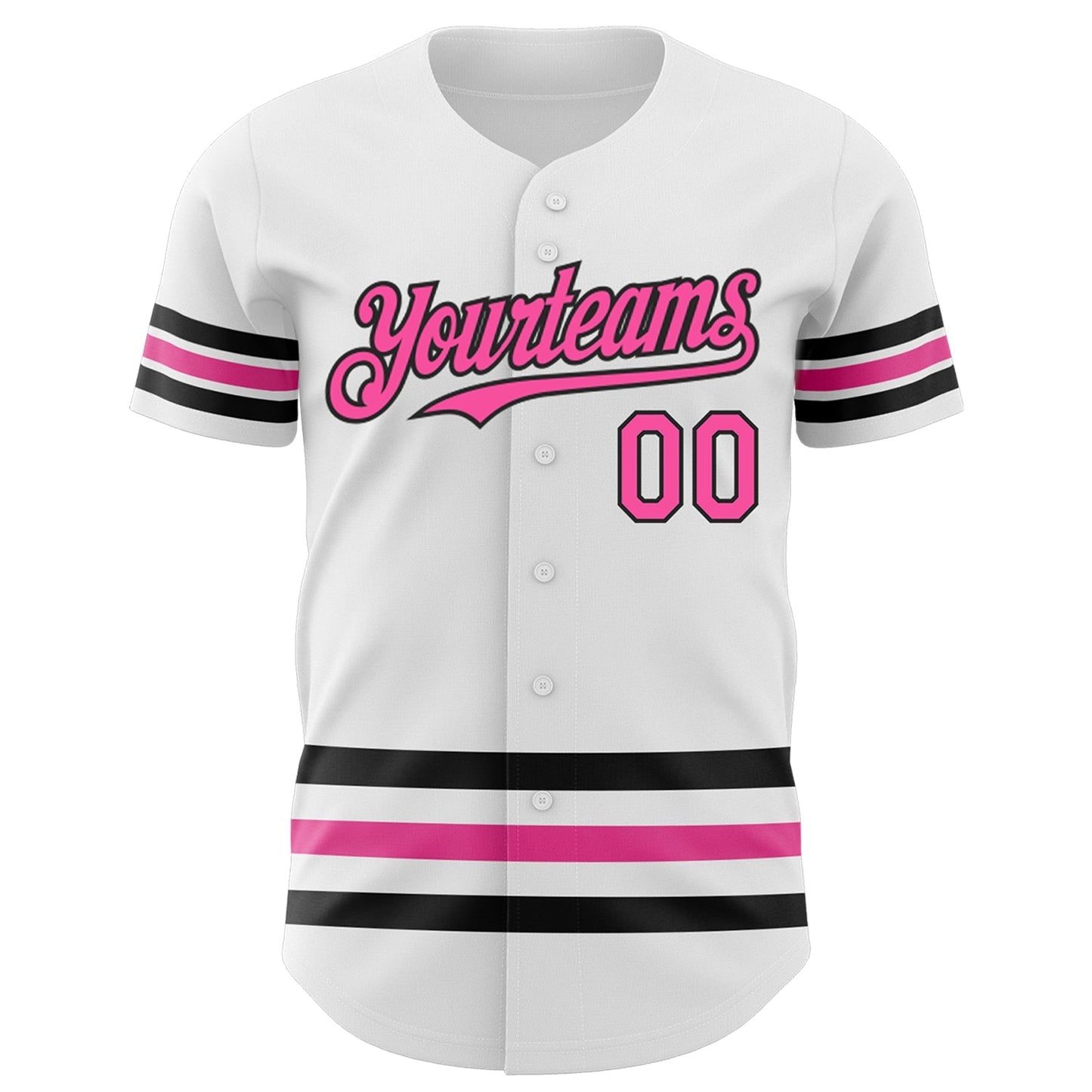 Custom White Pink-Black Line Authentic Baseball Jersey baseball jersey product view 2