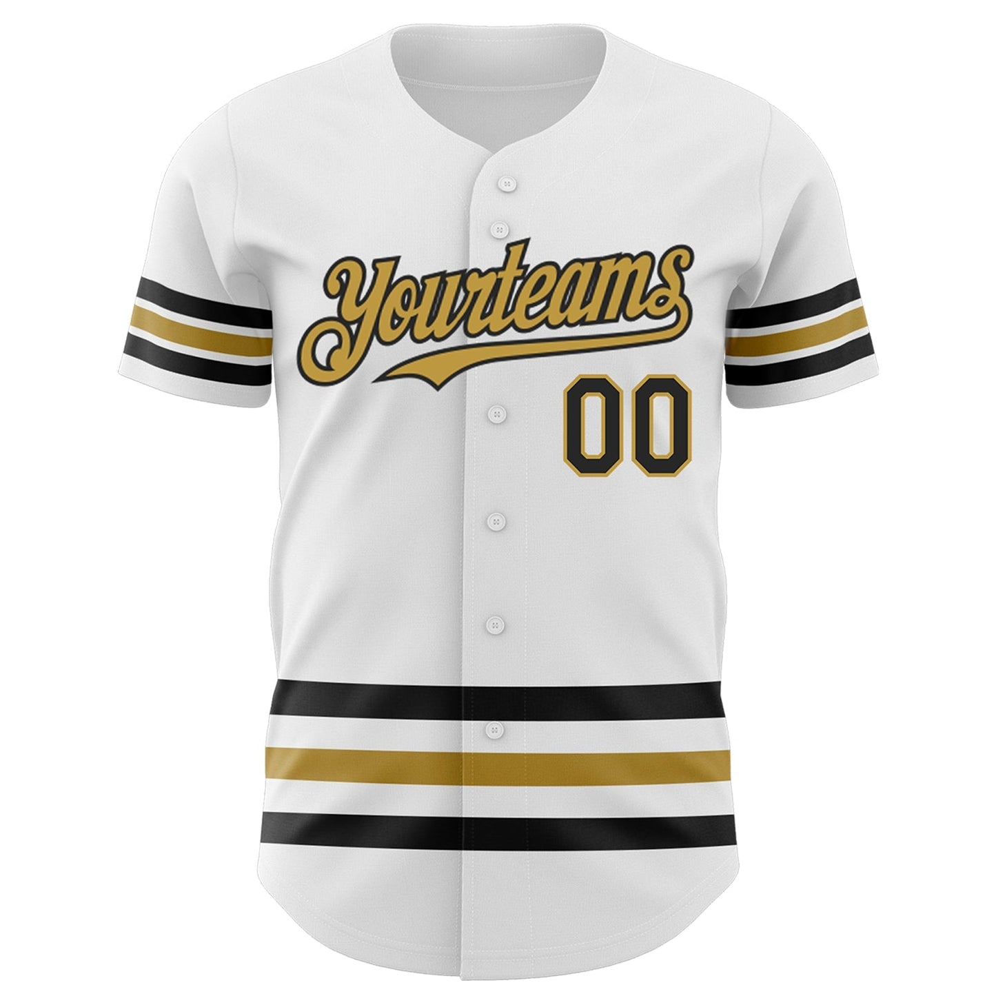 Custom White Black-Old Gold Line Authentic Baseball Jersey baseball jersey product view 2