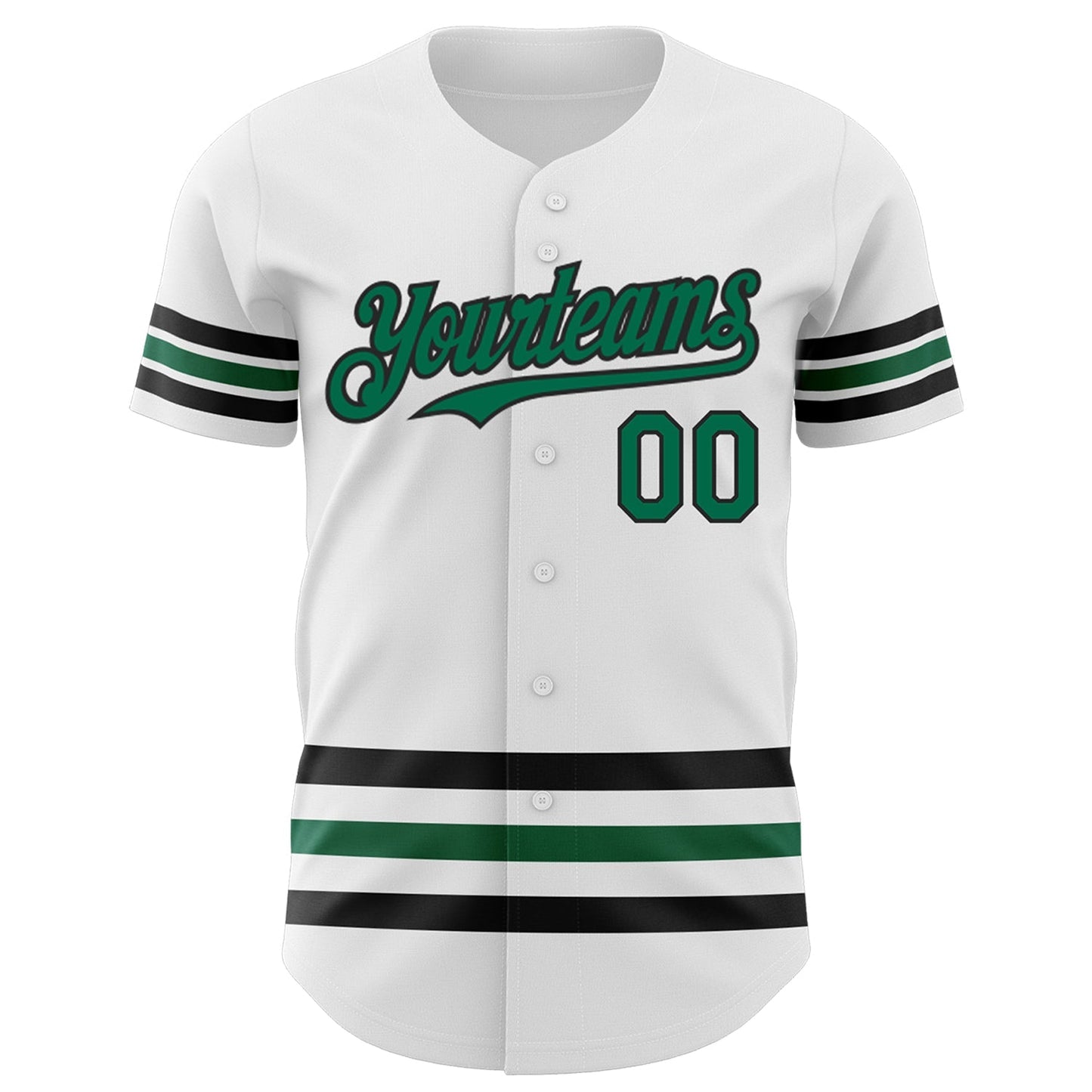 Custom White Kelly Green-Black Line Authentic Baseball Jersey baseball jersey product view 2