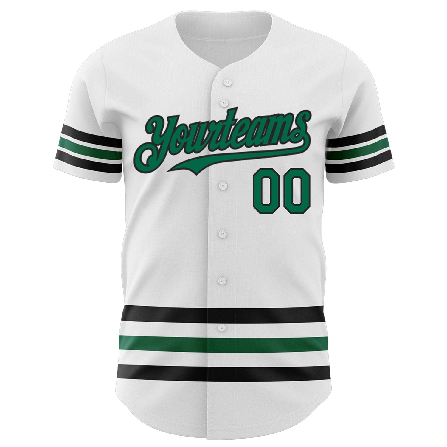 Custom White Kelly Green-Black Line Authentic Baseball Jersey baseball jersey product view 2