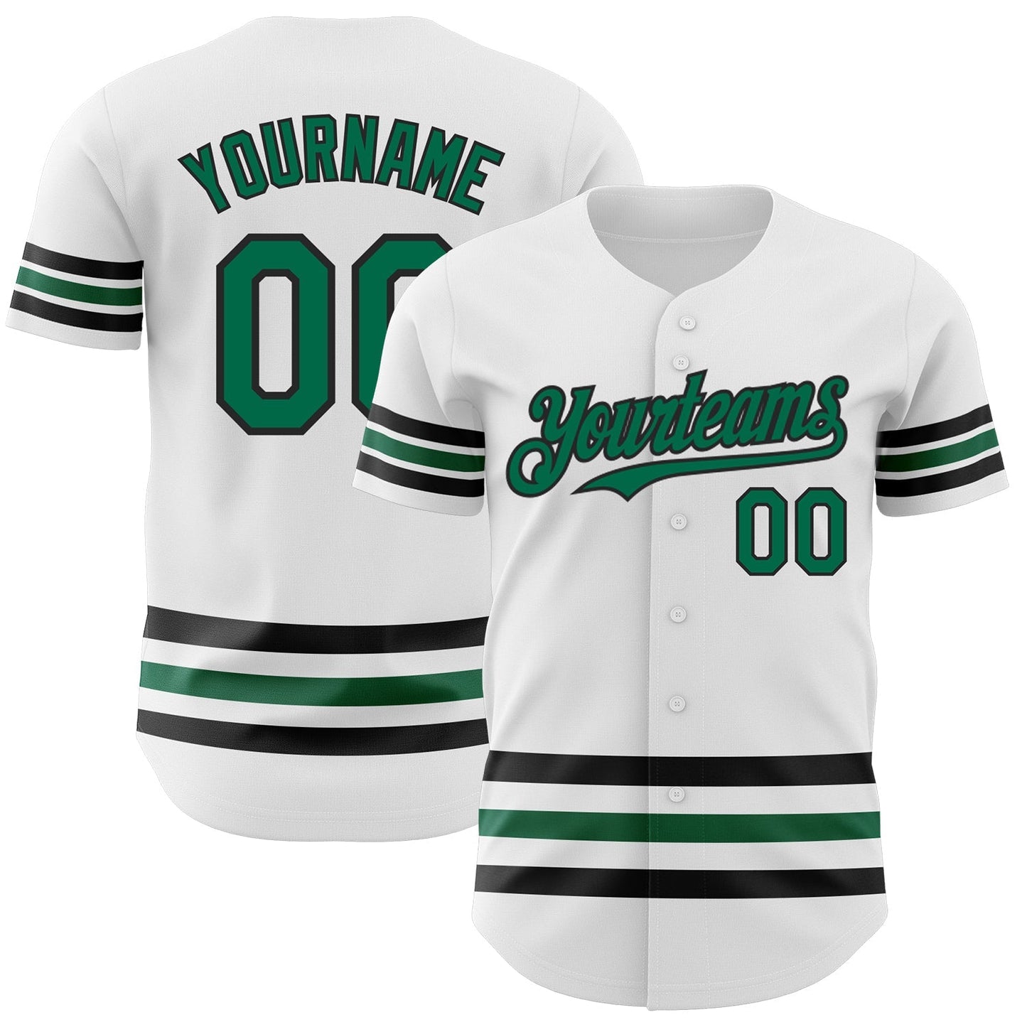 Custom White Kelly Green-Black Line Authentic Baseball Jersey baseball jersey product view 1