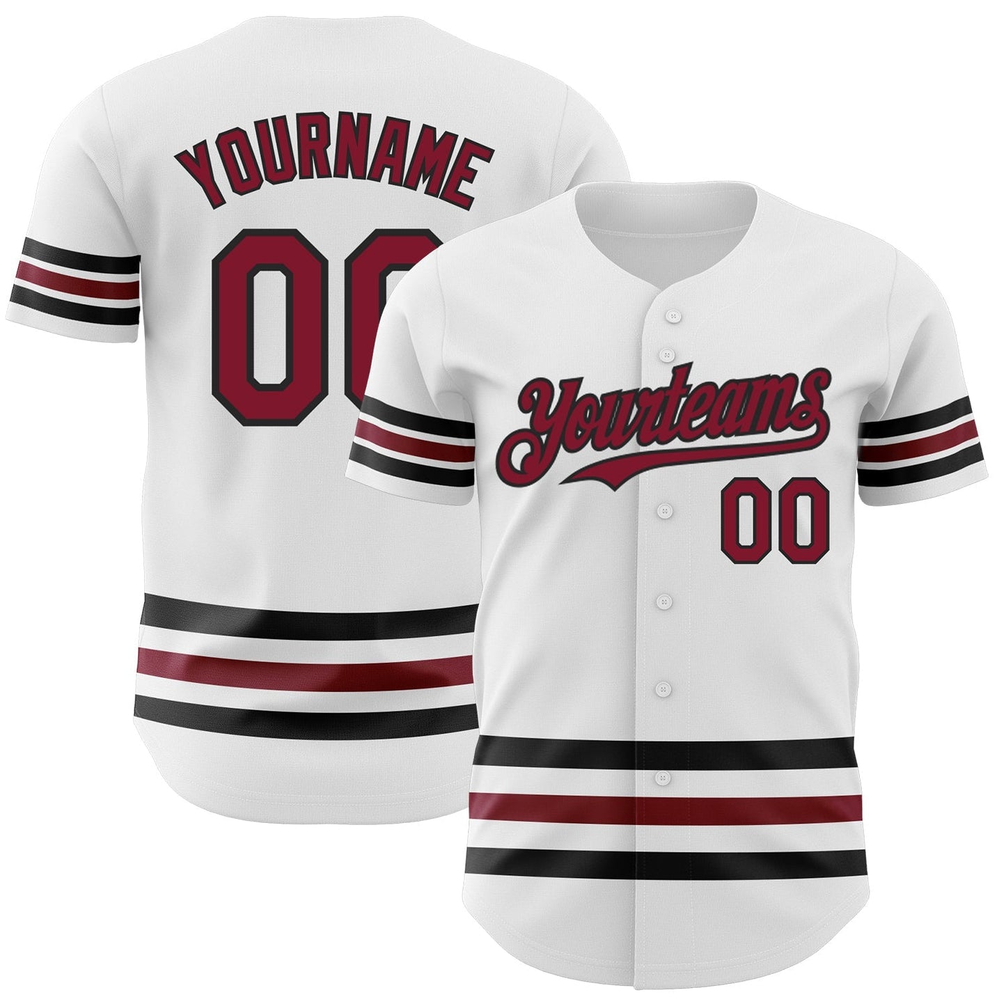 Custom White Crimson-Black Line Authentic Baseball Jersey baseball jersey product view 1