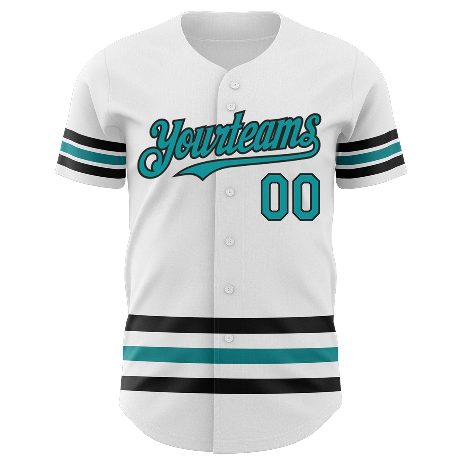 Custom White Teal-Black Line Authentic Baseball Jersey baseball jersey product view 2