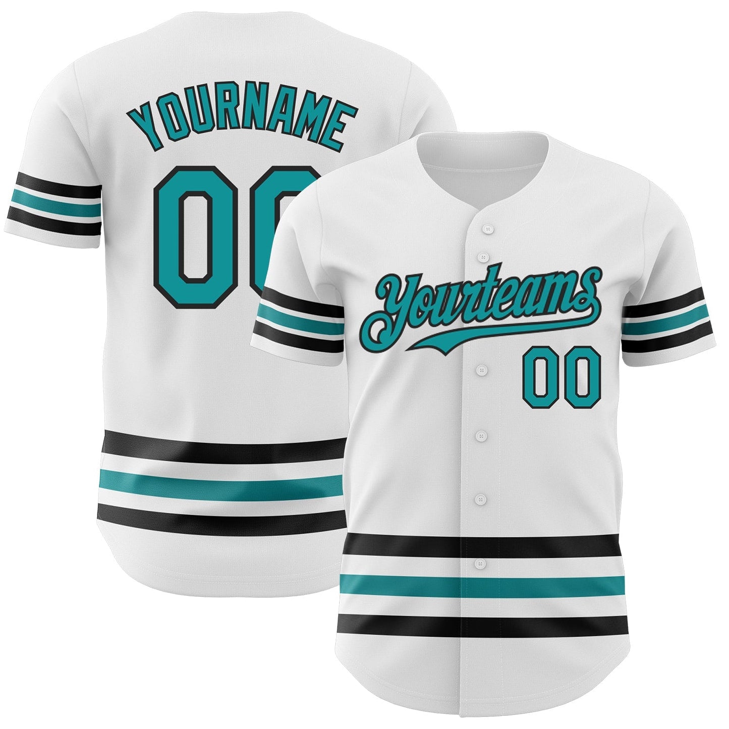 Custom White Teal-Black Line Authentic Baseball Jersey baseball jersey product view 1