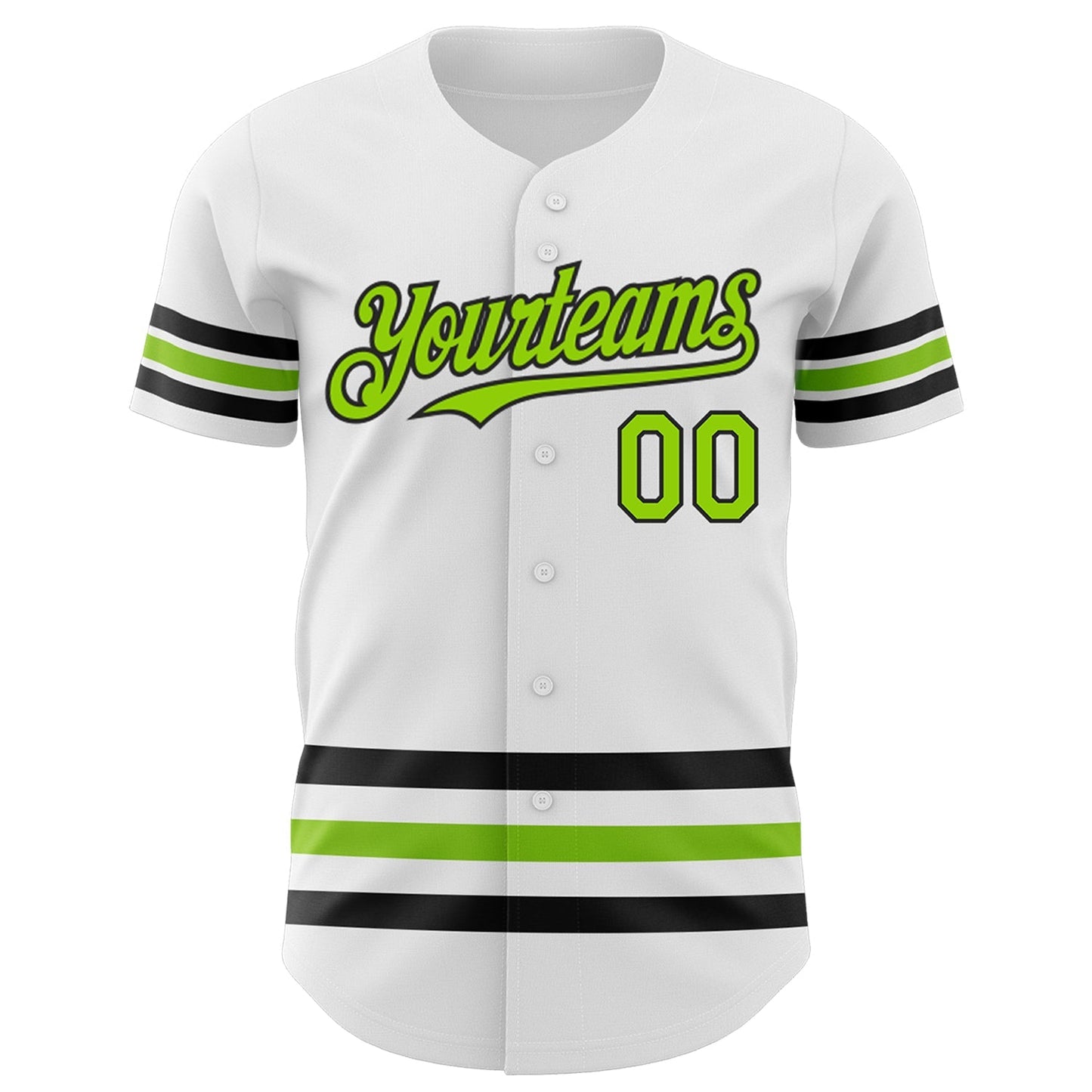 Custom White Neon Green-Black Line Authentic Baseball Jersey baseball jersey product view 2