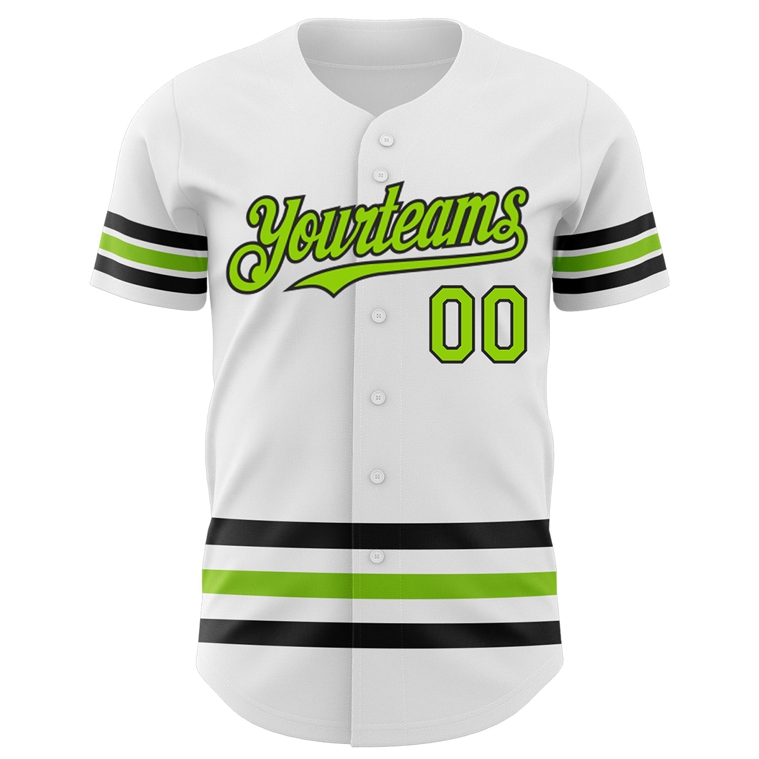 Custom White Neon Green-Black Line Authentic Baseball Jersey baseball jersey product view 2