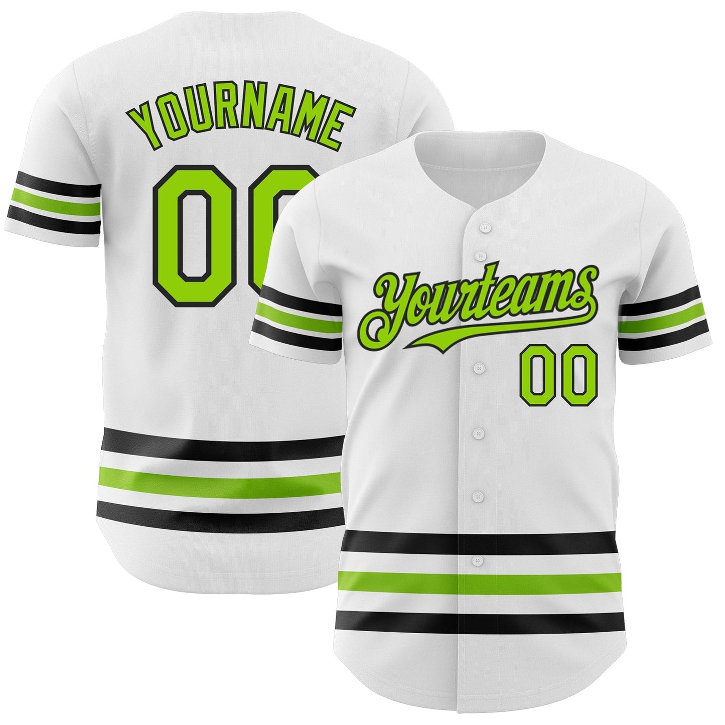 Custom White Neon Green-Black Line Authentic Baseball Jersey baseball jersey product view 1