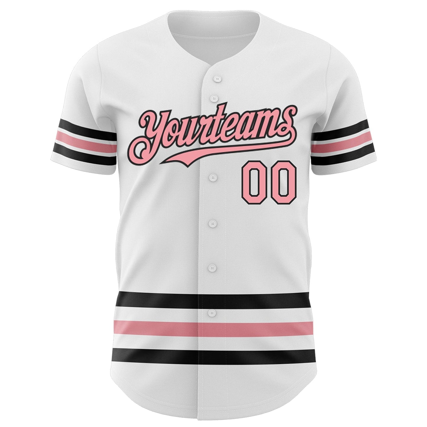 Custom White Medium Pink-Black Line Authentic Baseball Jersey baseball jersey product view 2