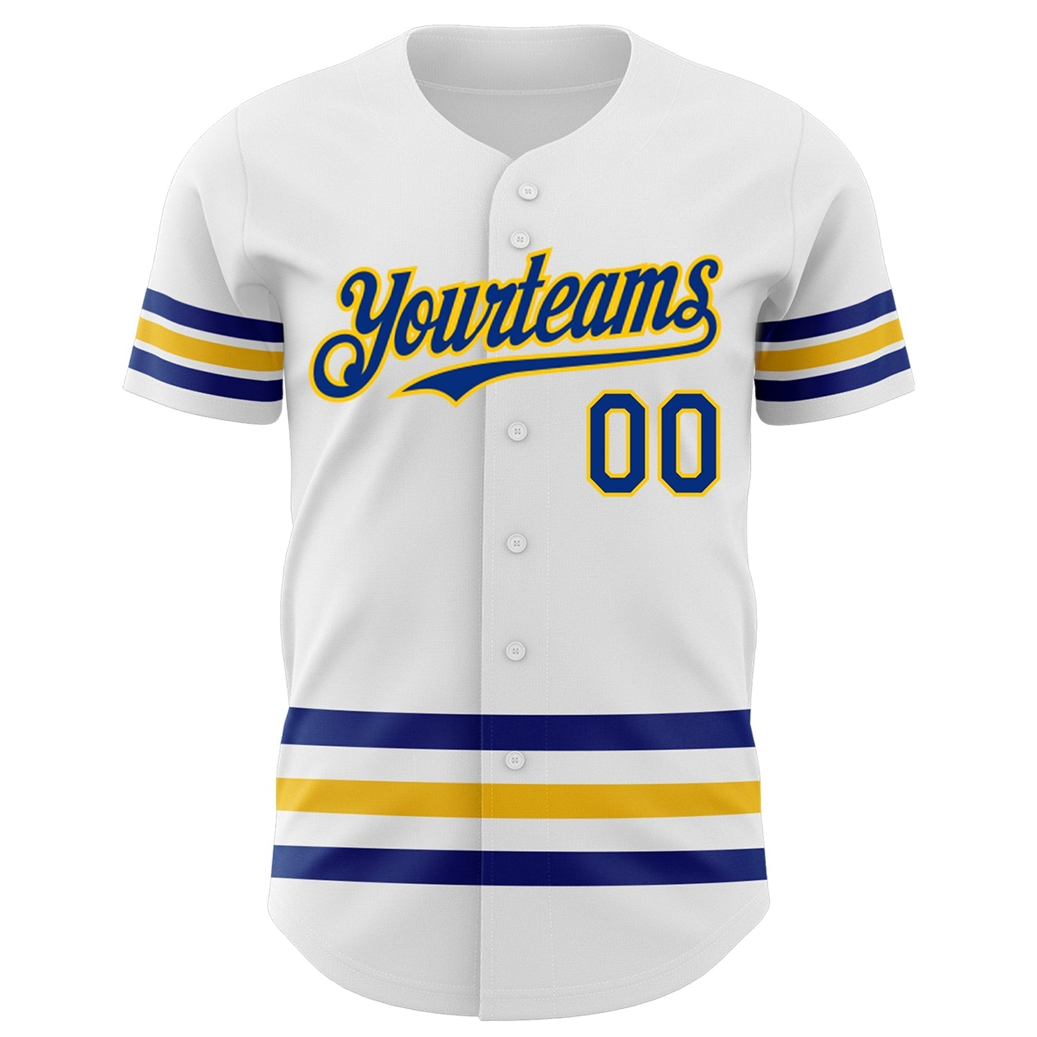 Custom White Royal-Yellow Line Authentic Baseball Jersey baseball jersey product view 2