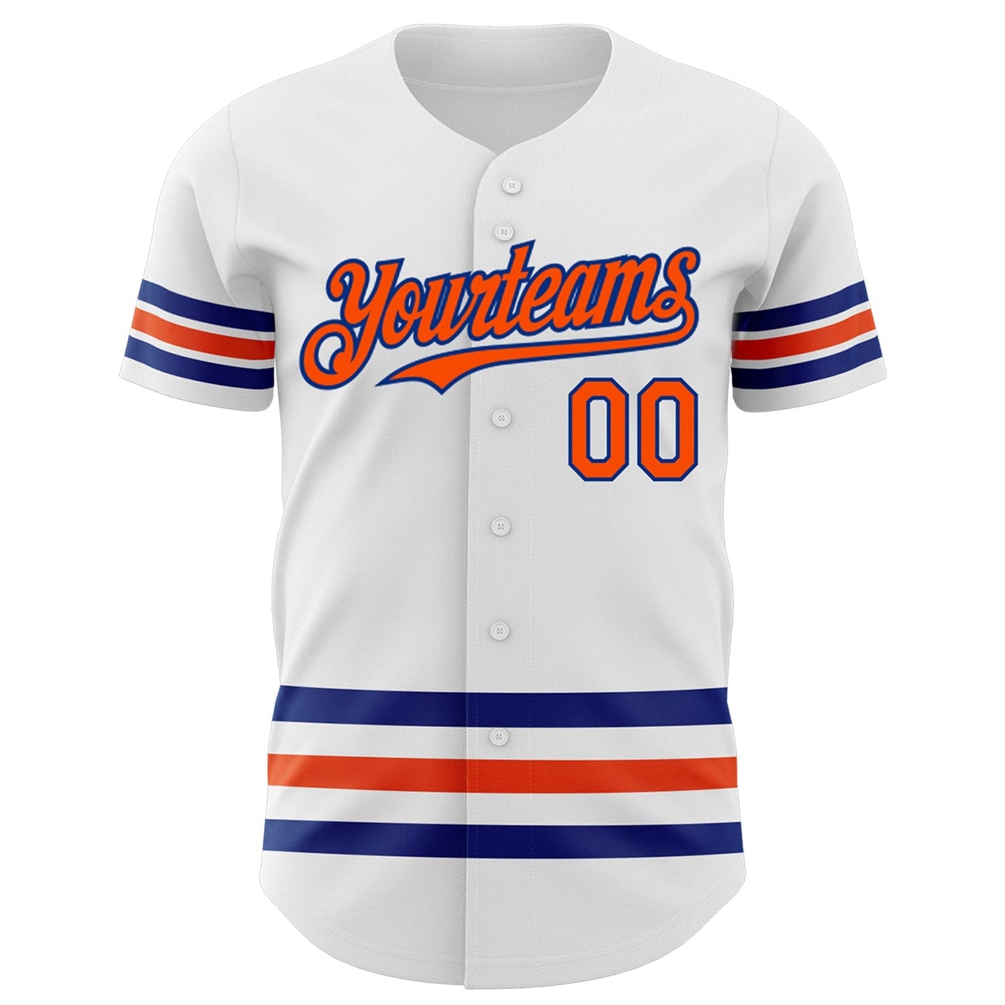Custom White Orange-Royal Line Authentic Baseball Jersey baseball jersey product view 2
