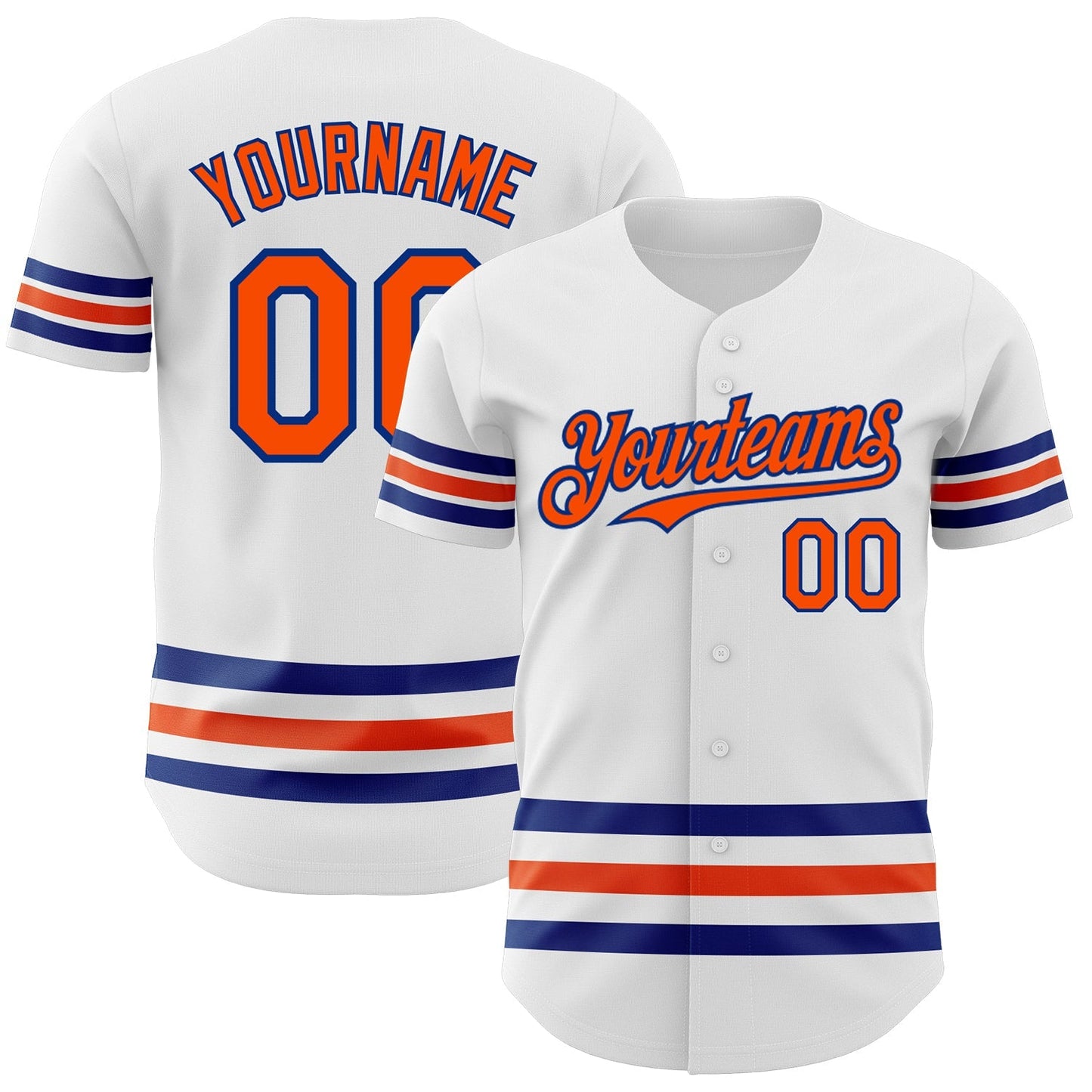 Custom White Orange-Royal Line Authentic Baseball Jersey baseball jersey product view 1