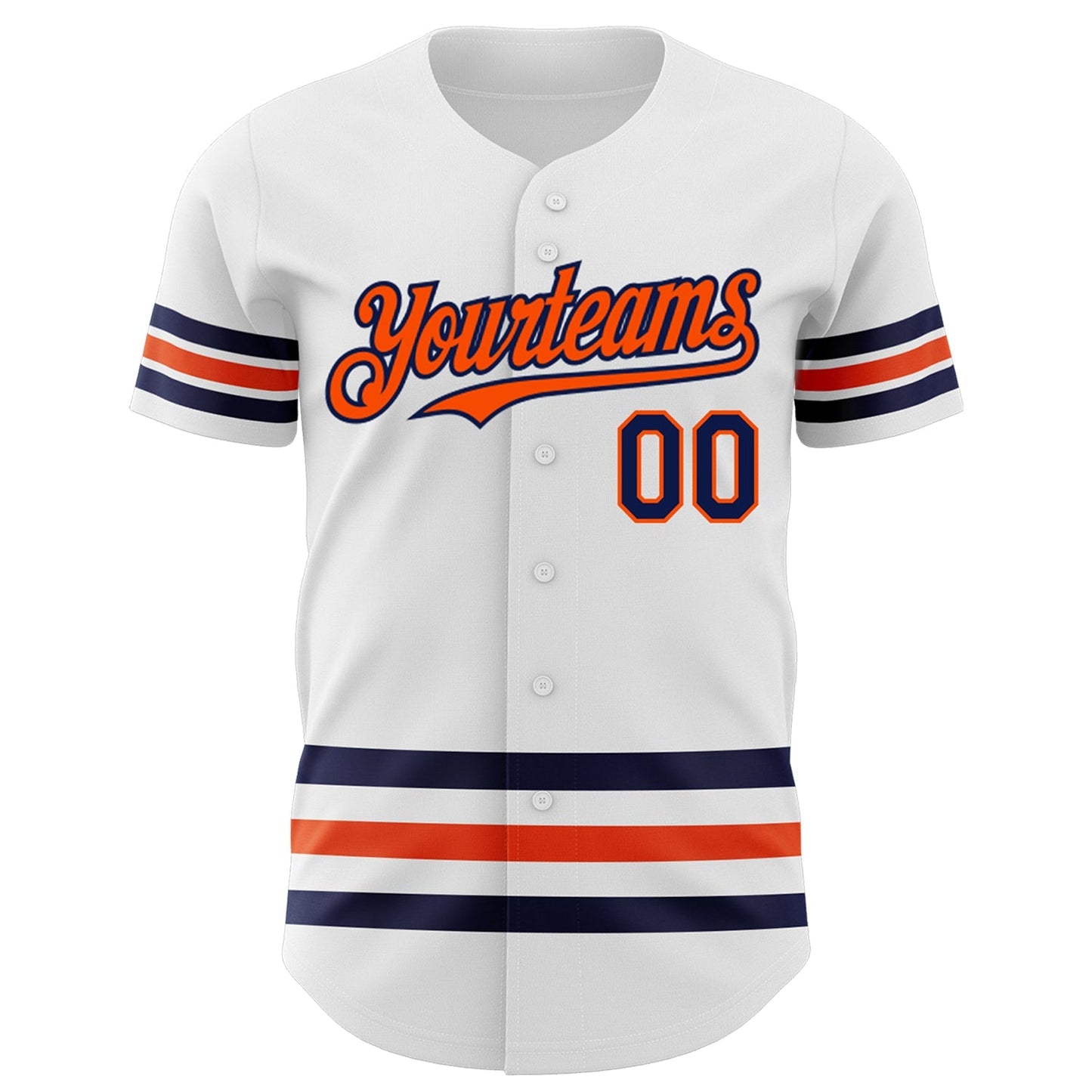 Custom White Navy-Orange Line Authentic Baseball Jersey baseball jersey product view 2