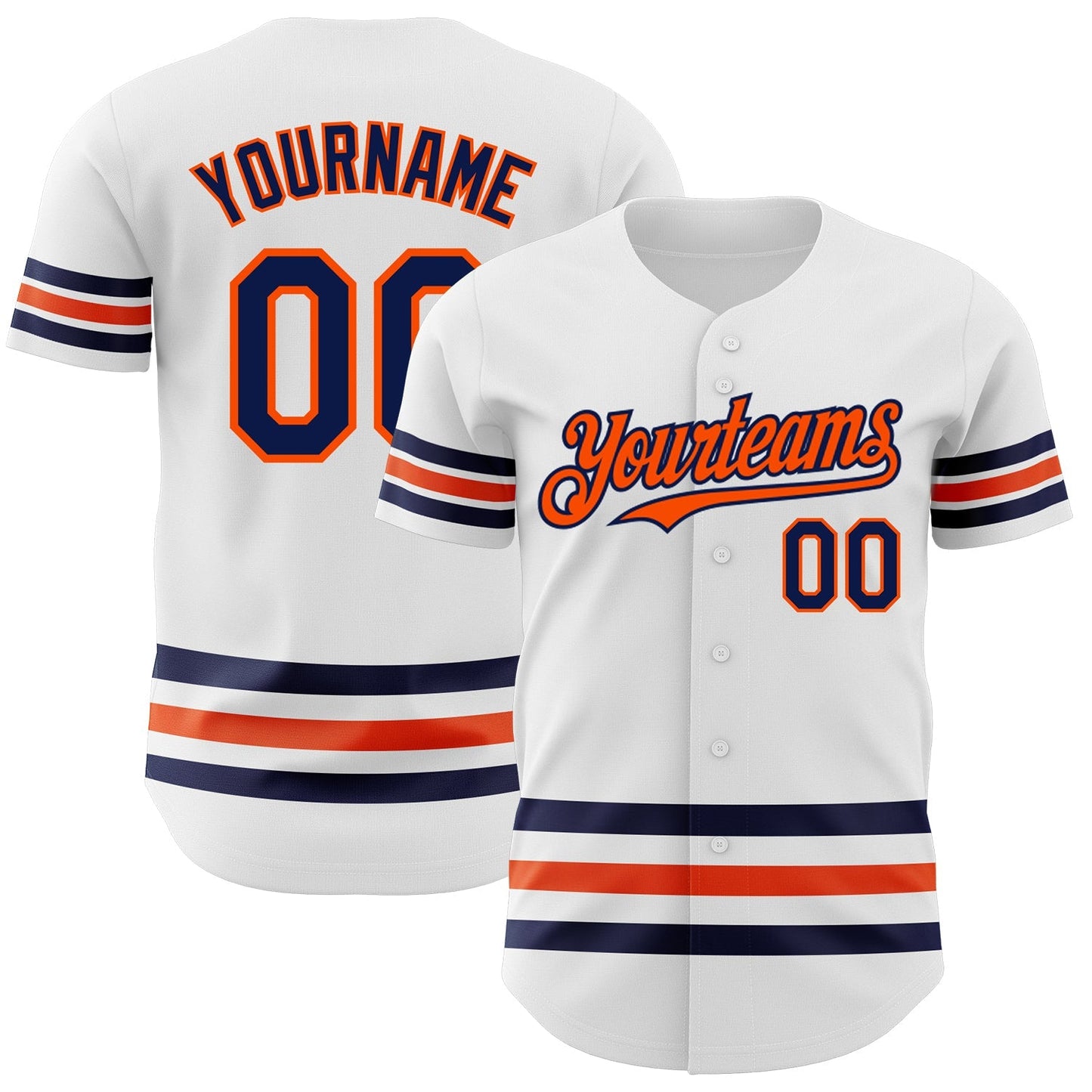 Custom White Navy-Orange Line Authentic Baseball Jersey baseball jersey product view 1
