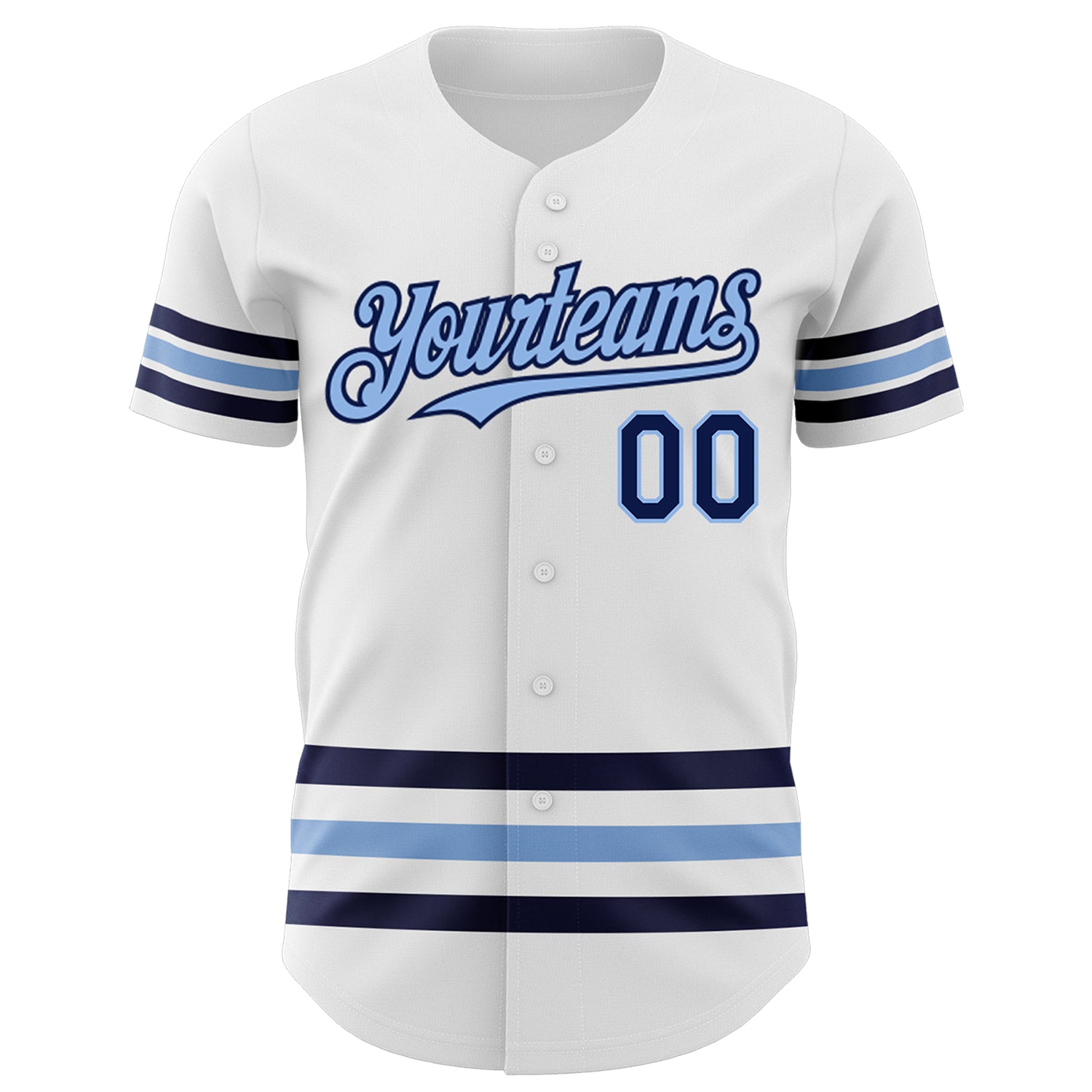 Custom White Navy-Light Blue Line Authentic Baseball Jersey baseball jersey product view 2