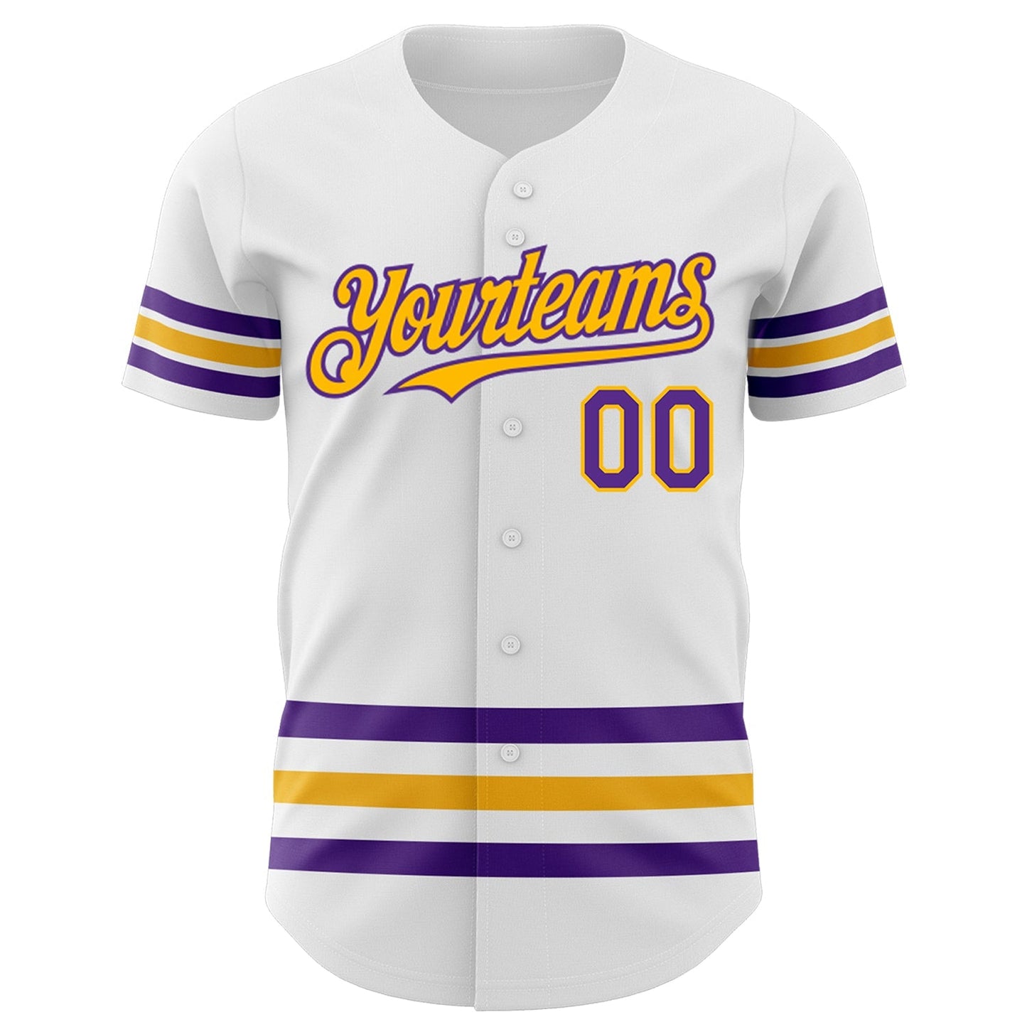 Custom White Purple-Gold Line Authentic Baseball Jersey baseball jersey product view 2
