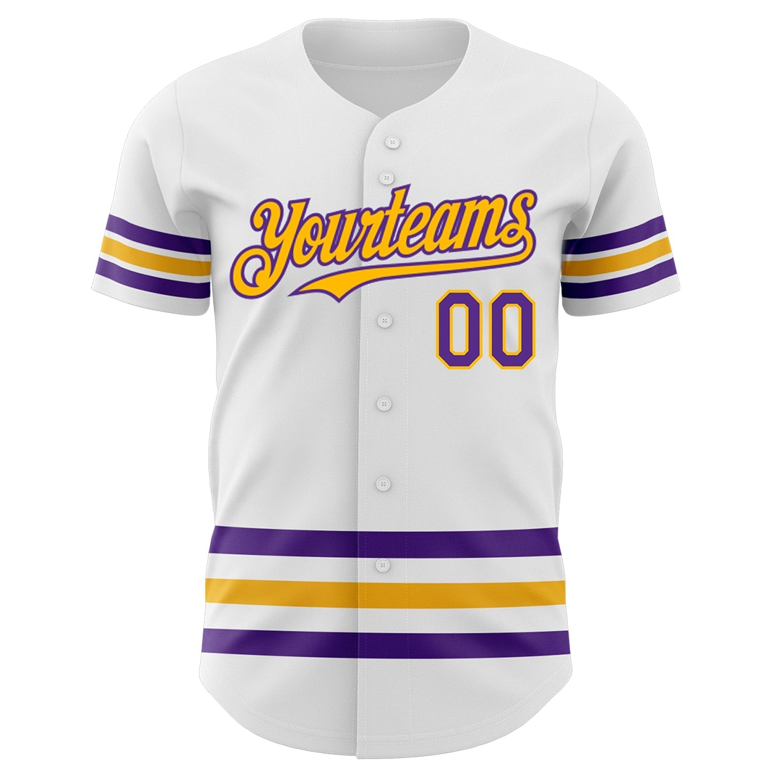 Custom White Purple-Gold Line Authentic Baseball Jersey baseball jersey product view 2