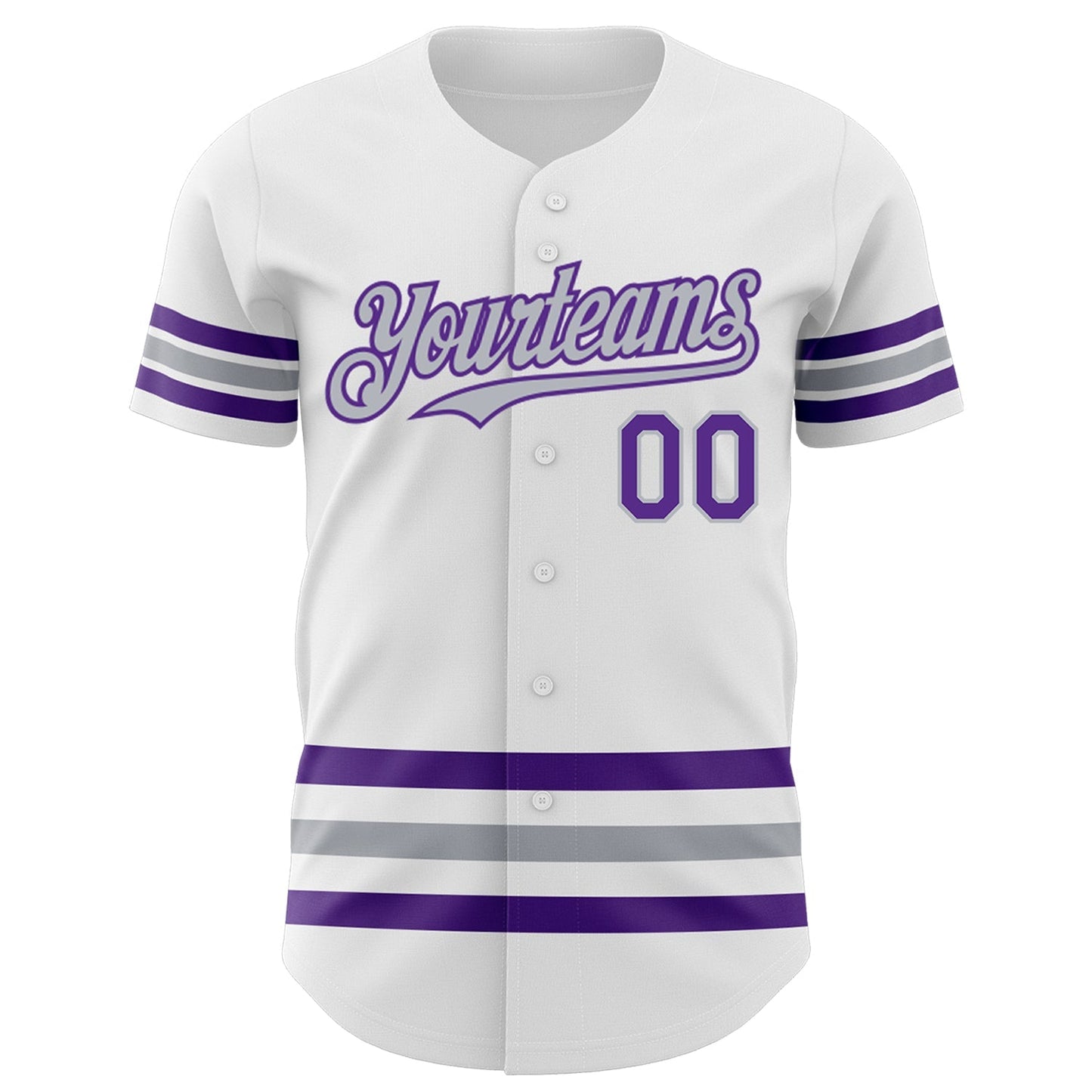 Custom White Purple-Gray Line Authentic Baseball Jersey baseball jersey product view 2