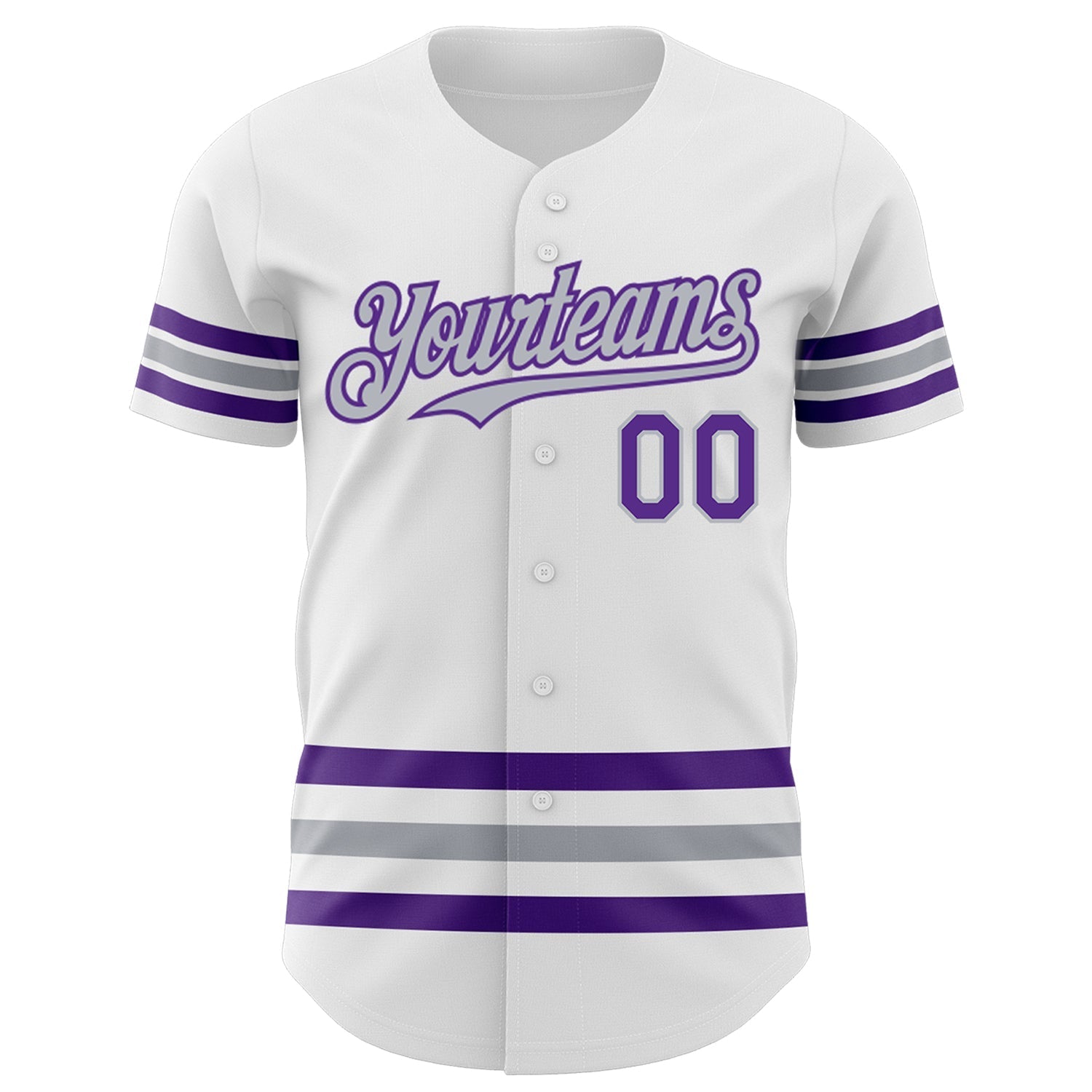 Custom White Purple-Gray Line Authentic Baseball Jersey baseball jersey product view 2