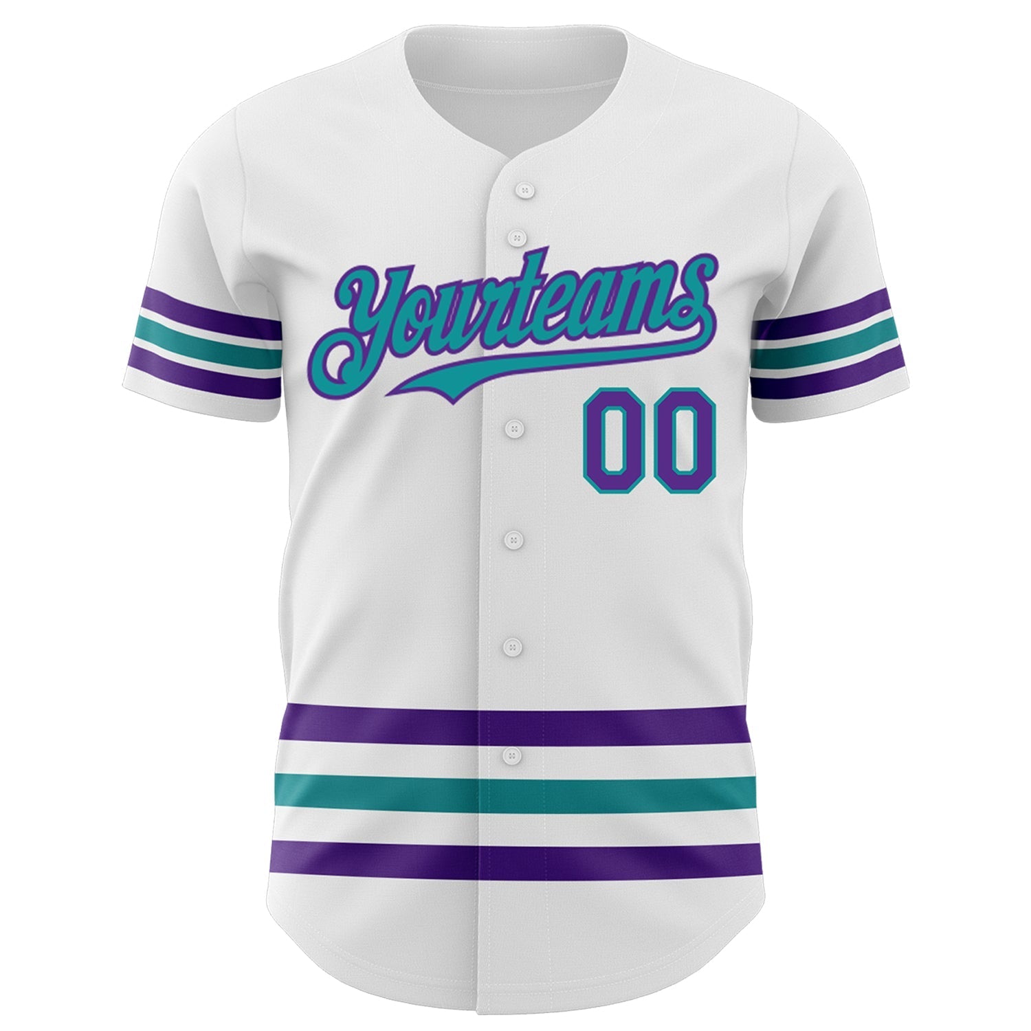 Custom White Purple-Teal Line Authentic Baseball Jersey baseball jersey product view 2