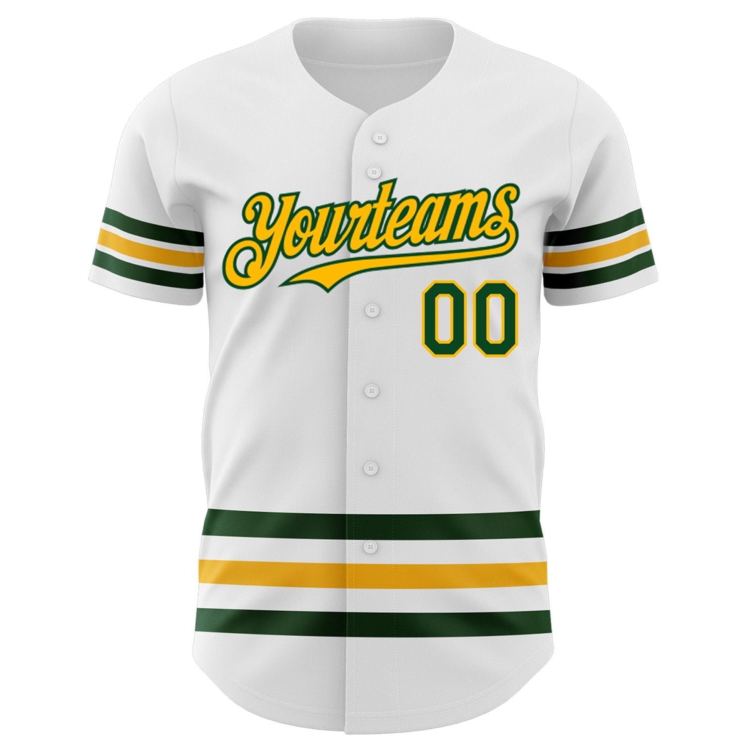 Custom White Green-Gold Line Authentic Baseball Jersey baseball jersey product view 2