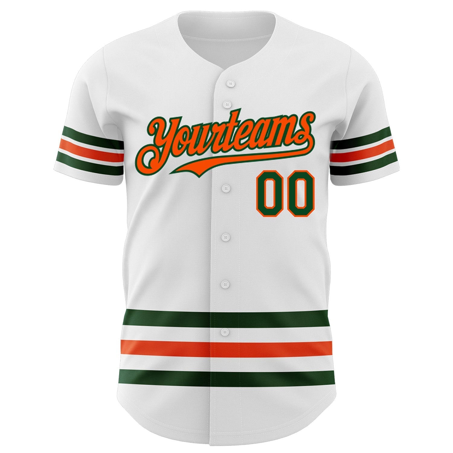 Custom White Green-Orange Line Authentic Baseball Jersey baseball jersey product view 2