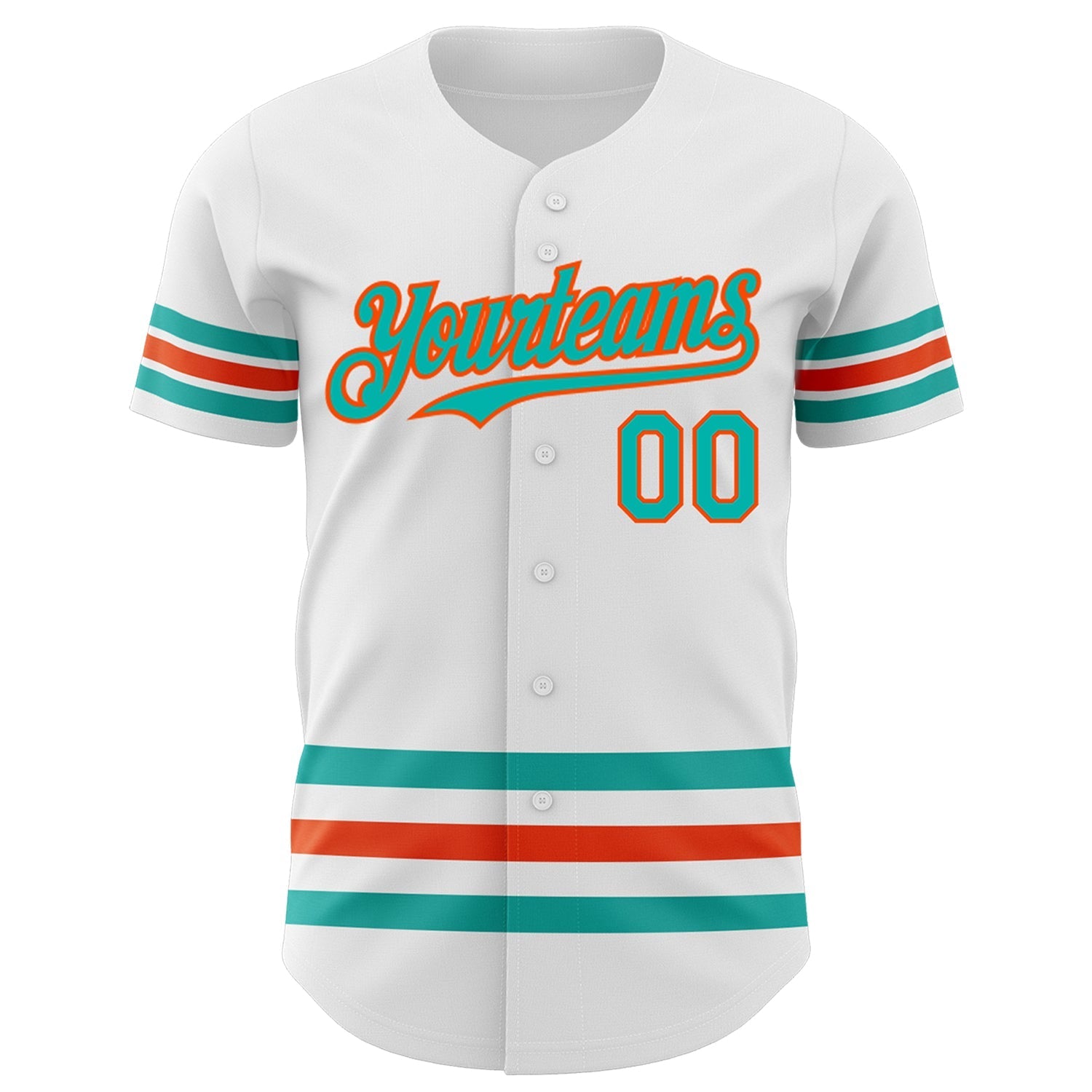 Custom White Aqua-Orange Line Authentic Baseball Jersey baseball jersey product view 2